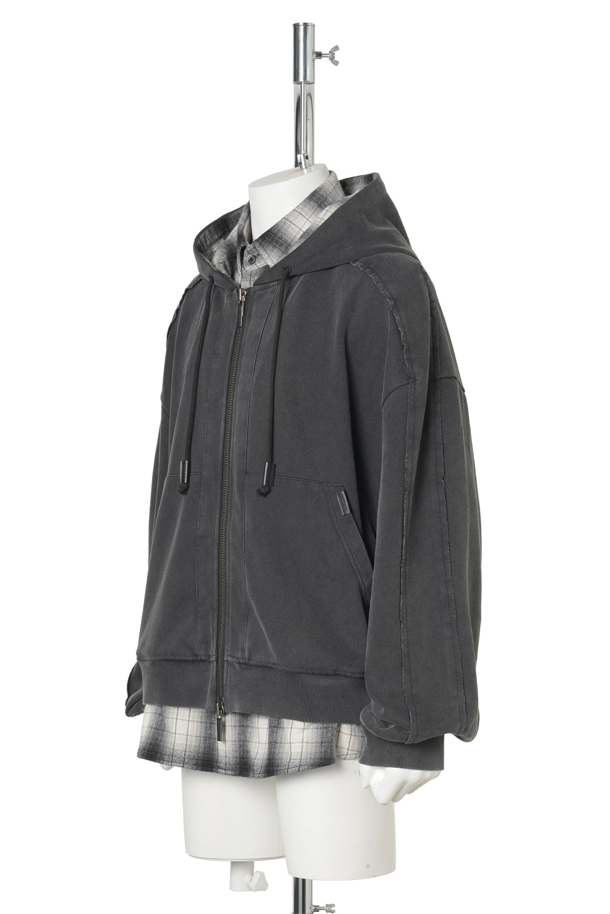 BLACK TWO-IN-ONE HOODIE / BLACK