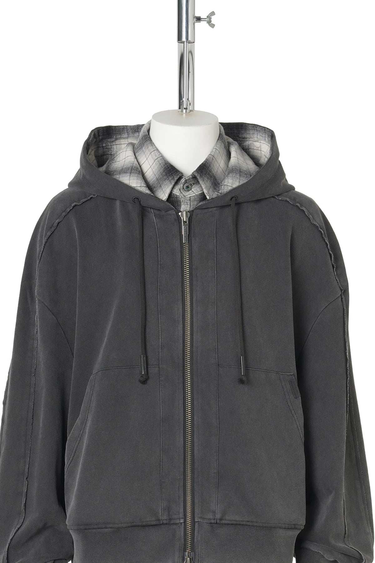 BLACK TWO-IN-ONE HOODIE / BLACK