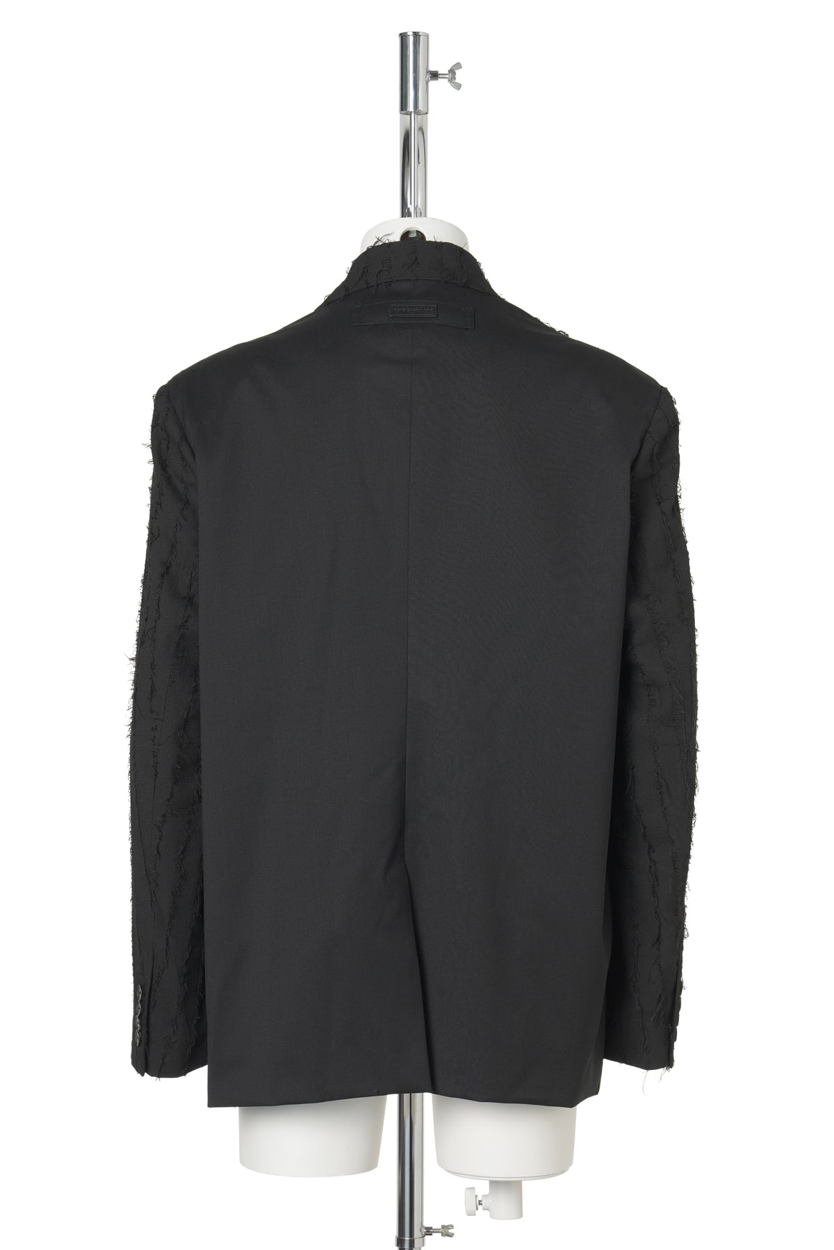 BLACK BLAZER WITH BRUSHED-FRINGE PANEL DETAILING / BLACK