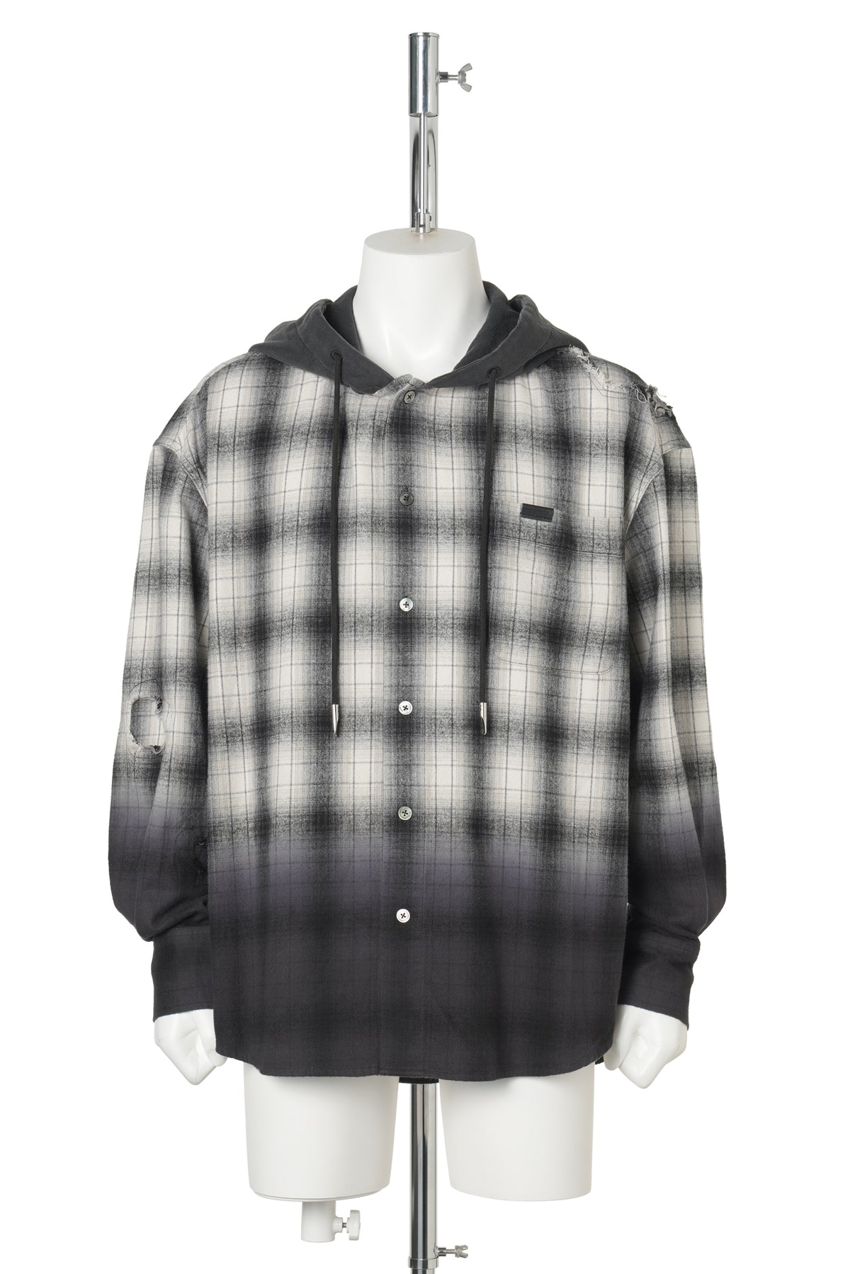 BLACK AND GREY PLAID SHIRT / BLACK GREY