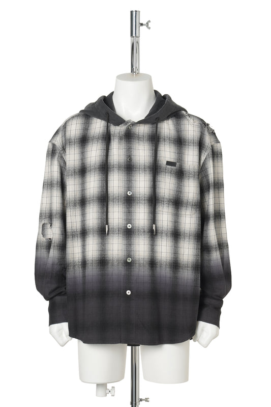 BLACK AND GREY PLAID SHIRT / BLACK GREY