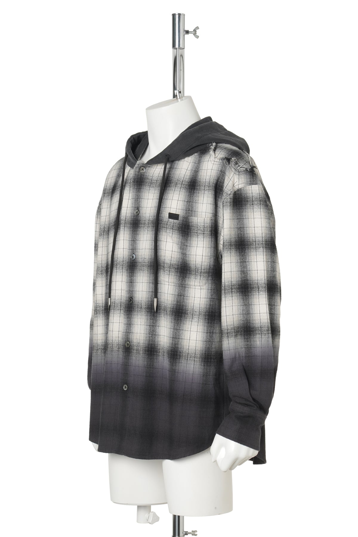 BLACK AND GREY PLAID SHIRT / BLACK GREY