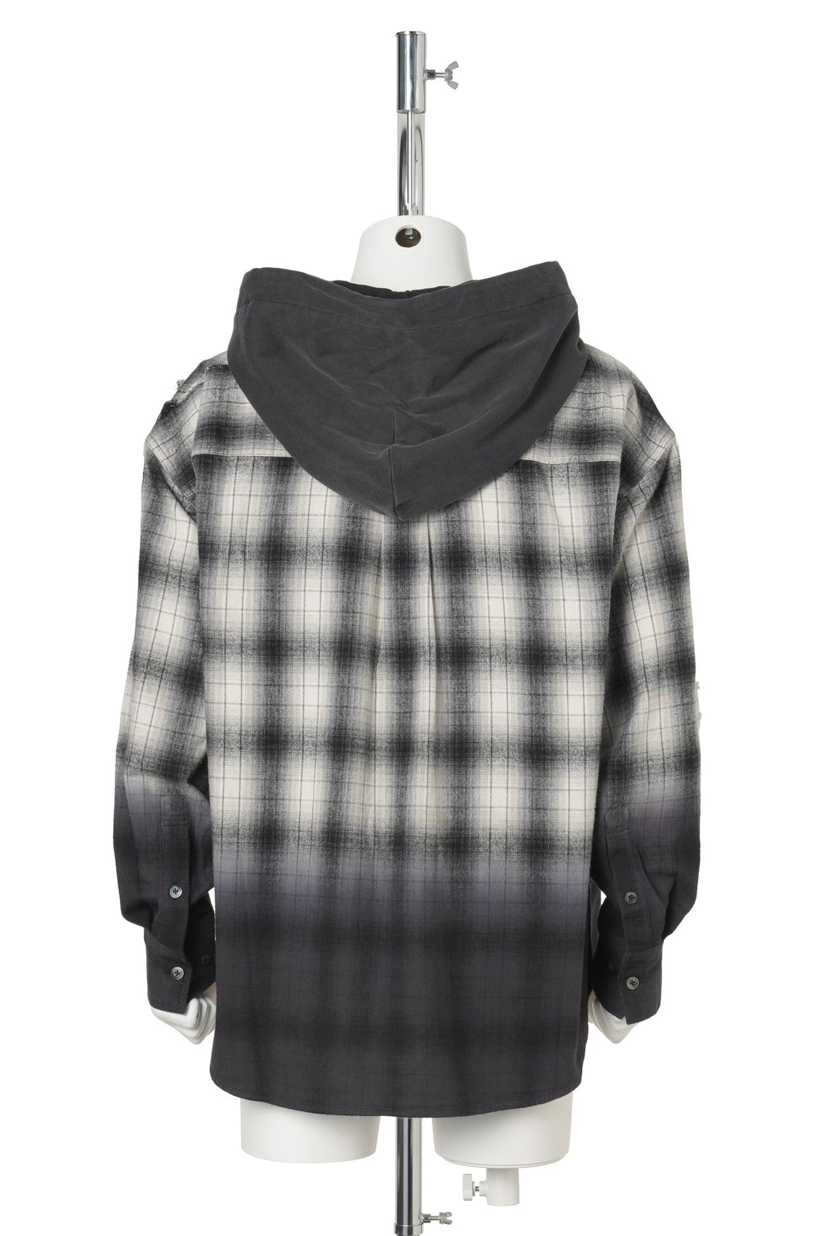 BLACK AND GREY PLAID SHIRT / BLACK GREY