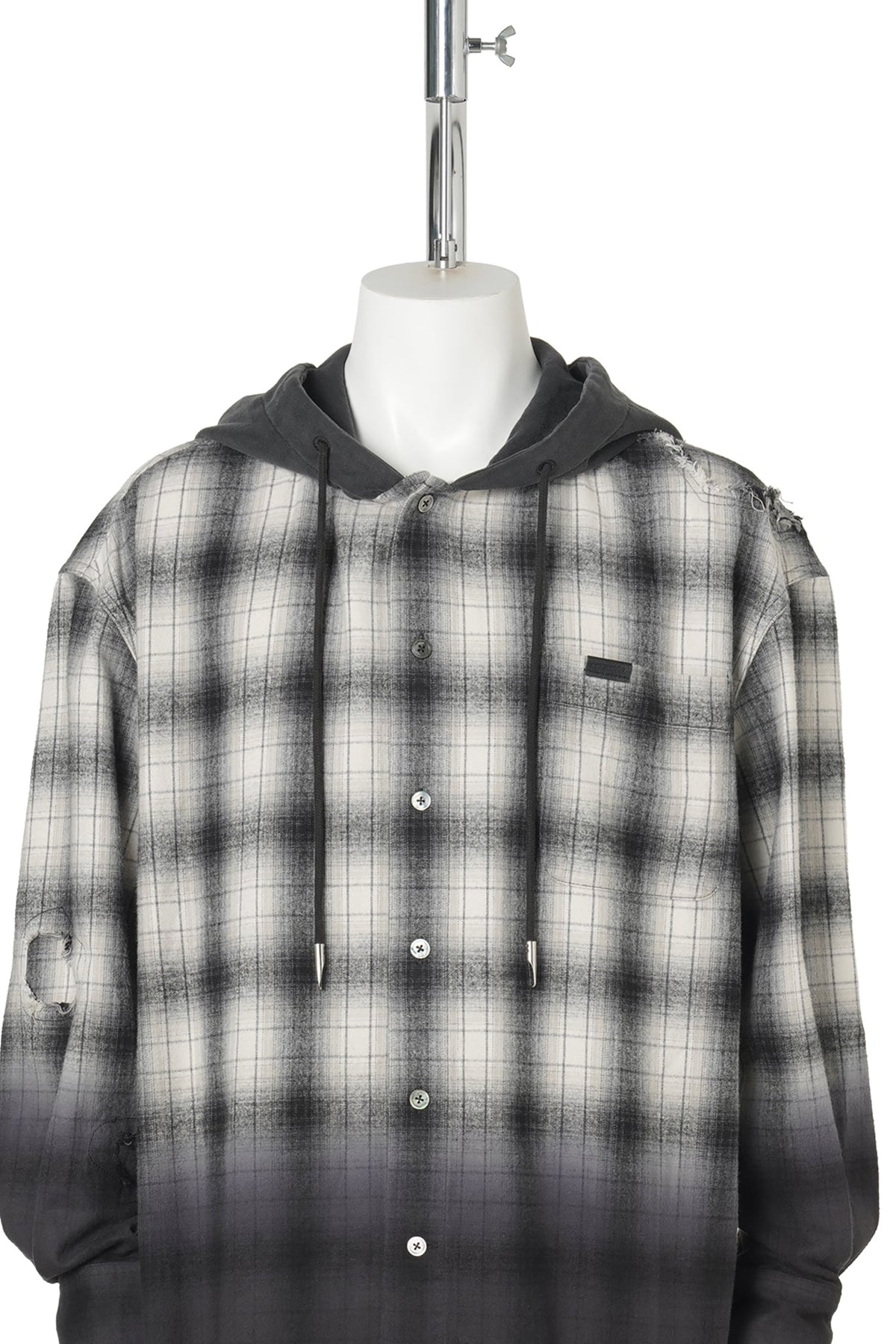 BLACK AND GREY PLAID SHIRT / BLACK GREY