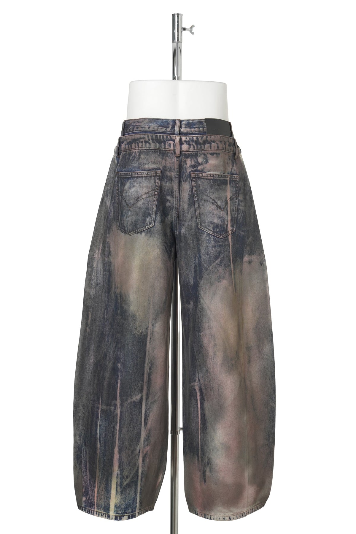 BROWN ARTISTICALLY TIE-DYED COATED DENIM PANTS / BLUE BROWN