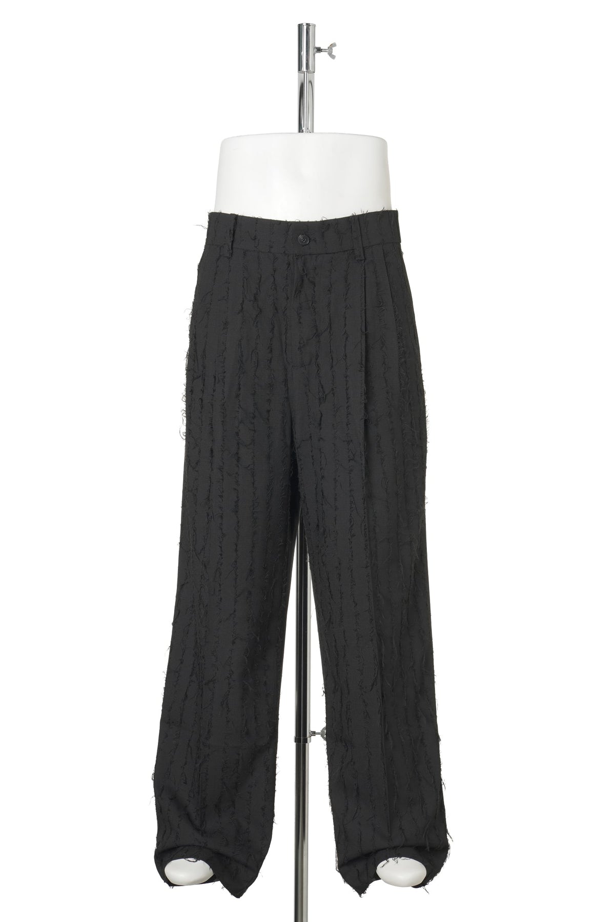 BLACK PANELED TAILORED TROUSERS WITH FRINGE / BLACK