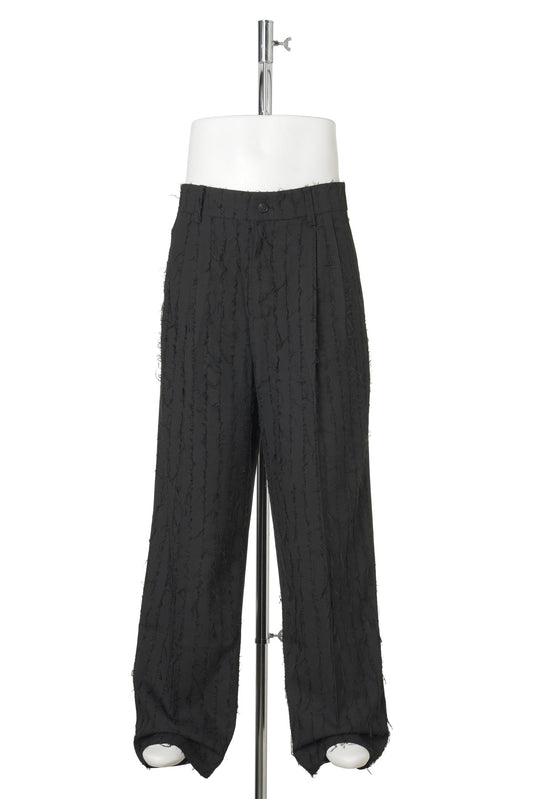BLACK PANELED TAILORED TROUSERS WITH FRINGE / BLACK