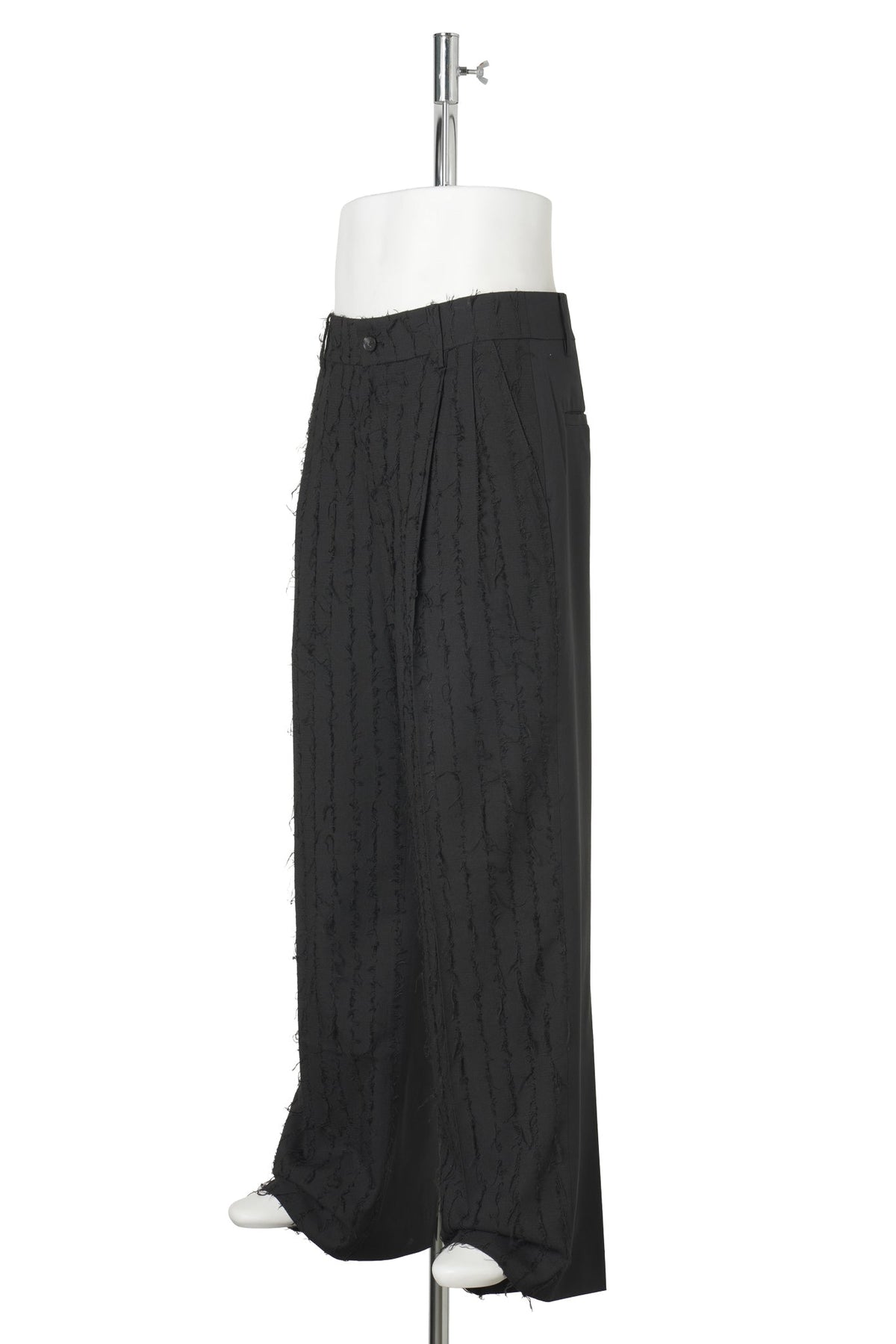 BLACK PANELED TAILORED TROUSERS WITH FRINGE / BLACK