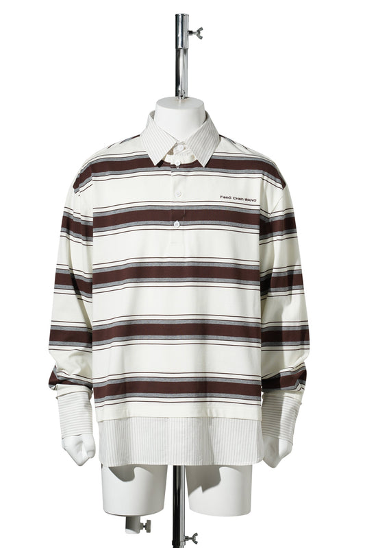 DECONTRUCTED  LONG SLEEVE POLO / BROWN