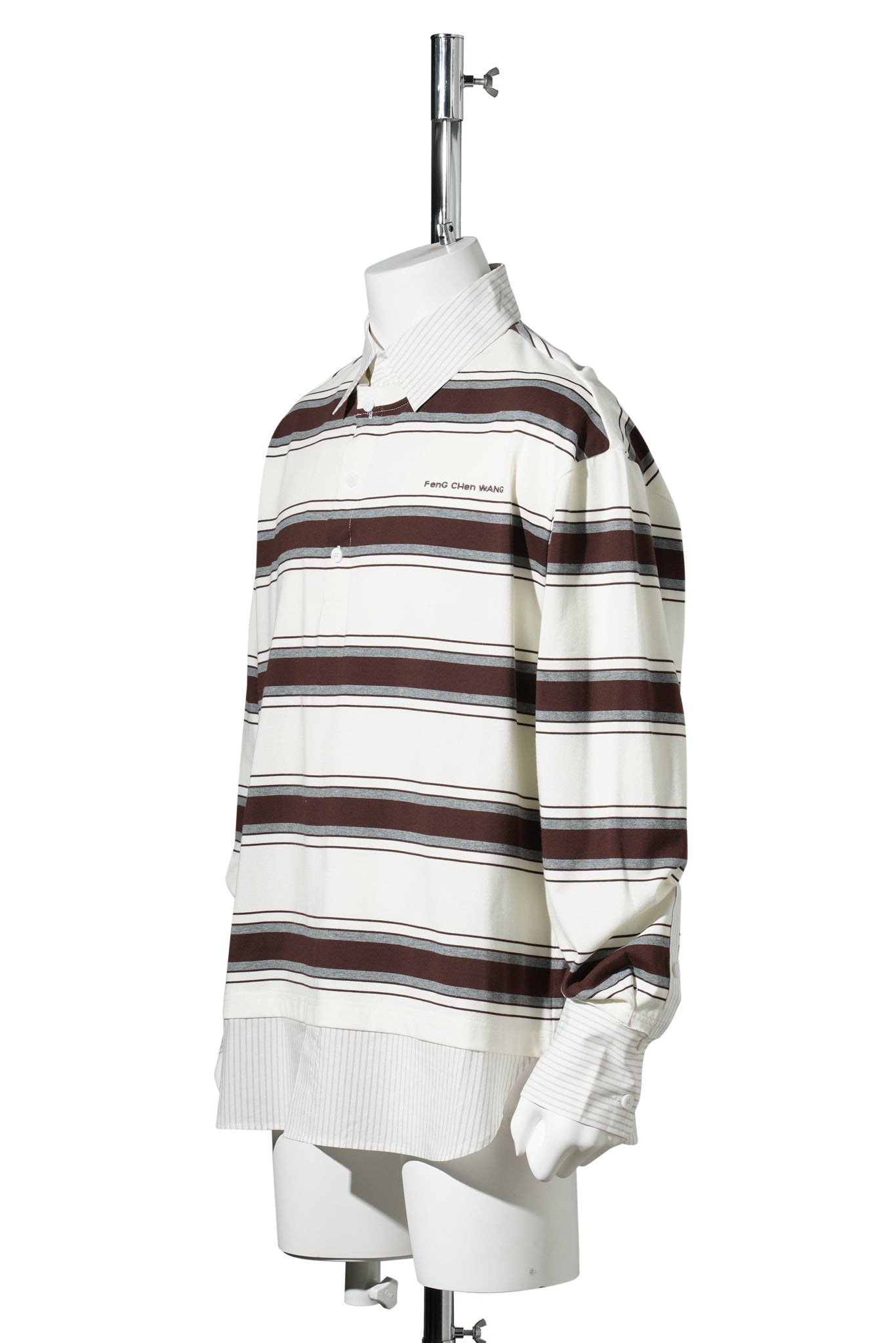 DECONTRUCTED  LONG SLEEVE POLO / BROWN