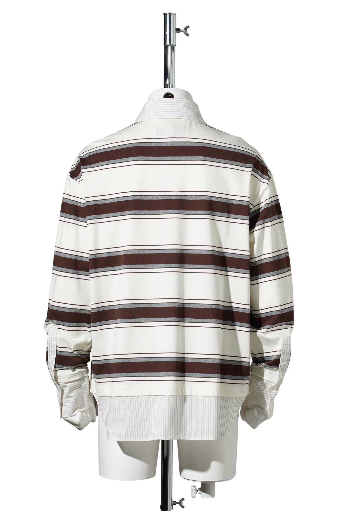 DECONTRUCTED  LONG SLEEVE POLO / BROWN