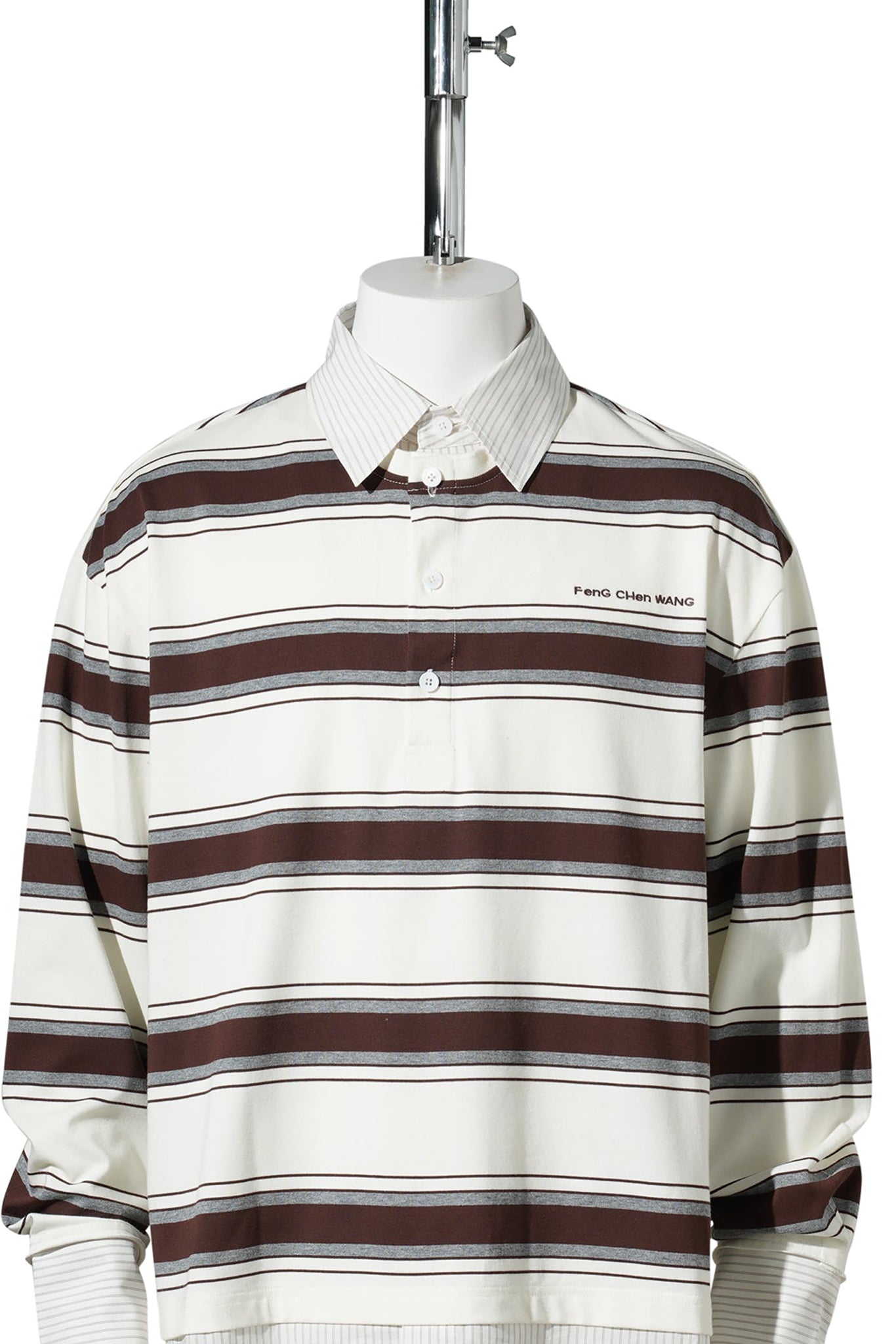 DECONTRUCTED  LONG SLEEVE POLO / BROWN