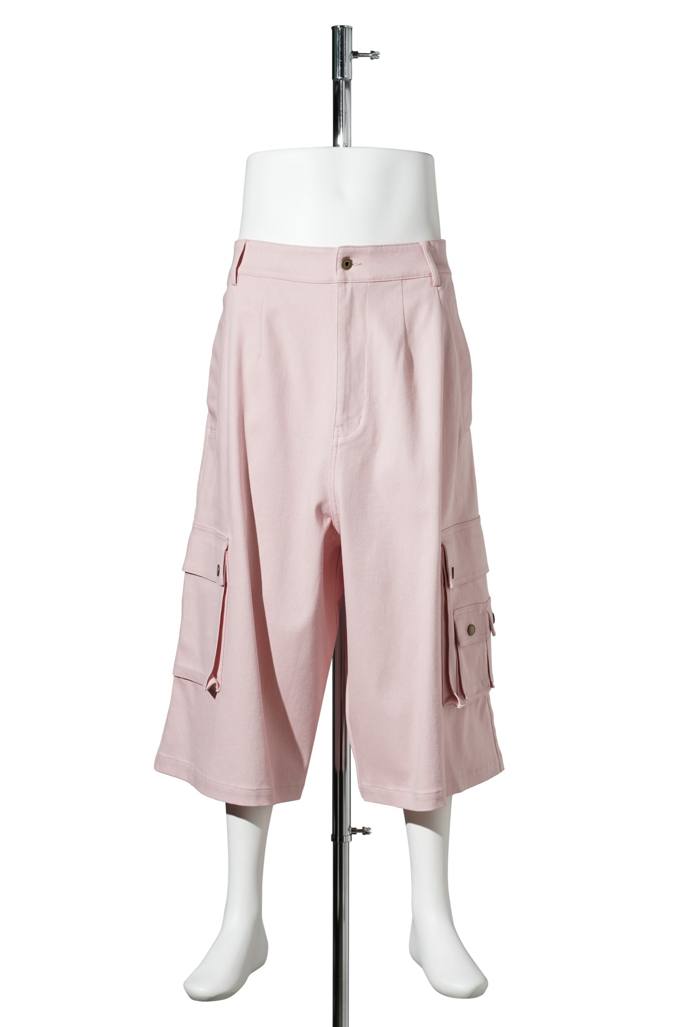 OVERSIZED  MID LENGTH DENIM CARGO TROUSER / PINK