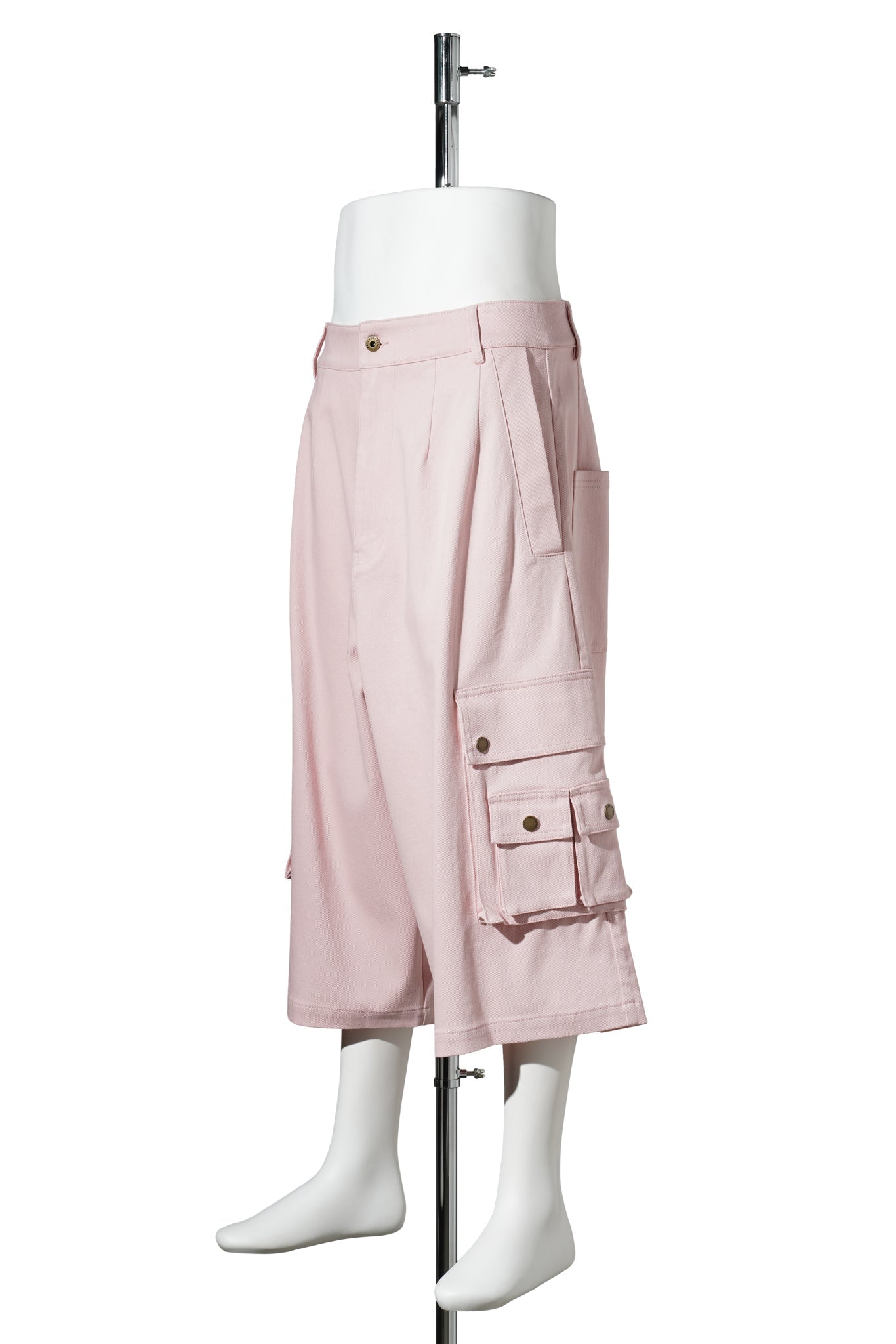 OVERSIZED  MID LENGTH DENIM CARGO TROUSER / PINK