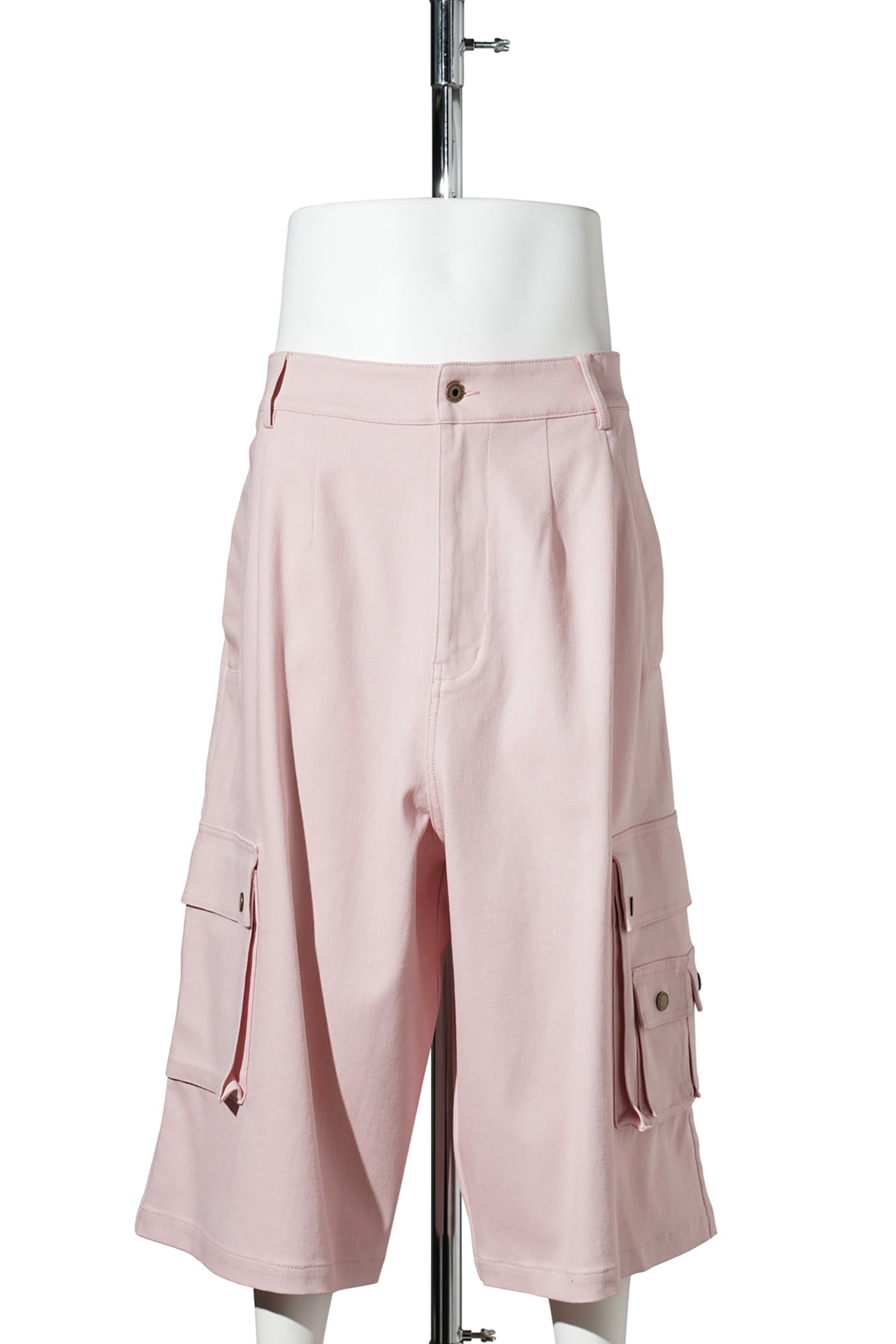 OVERSIZED  MID LENGTH DENIM CARGO TROUSER / PINK