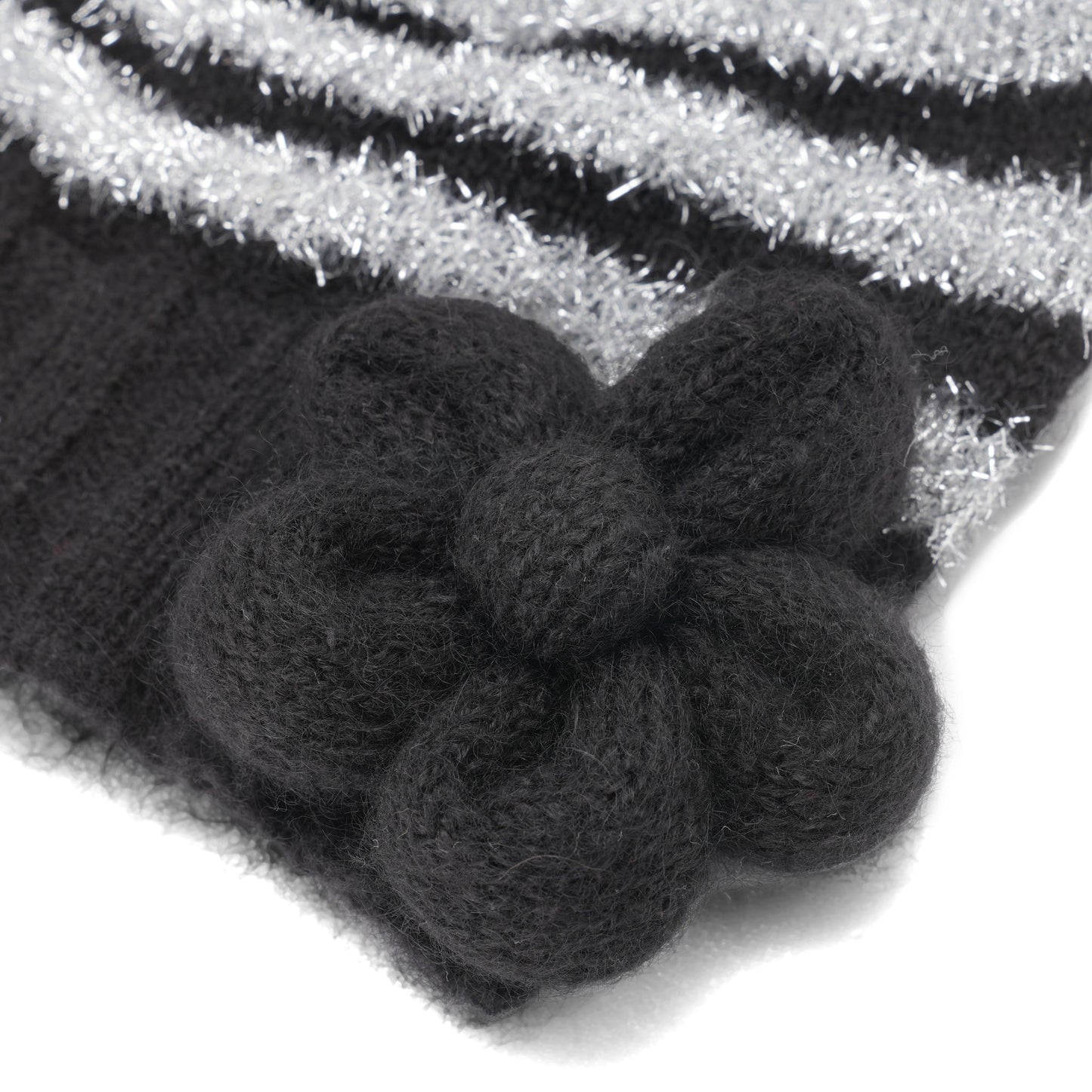 BELLE STRIPED BEANIE / BLACK AND SILVER