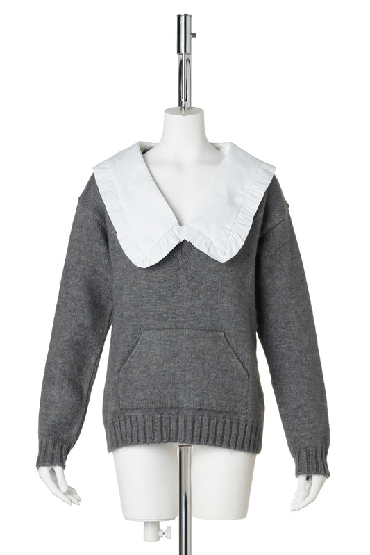 KATHLEEN PULLOVER SHIRT COLLAR / GREY