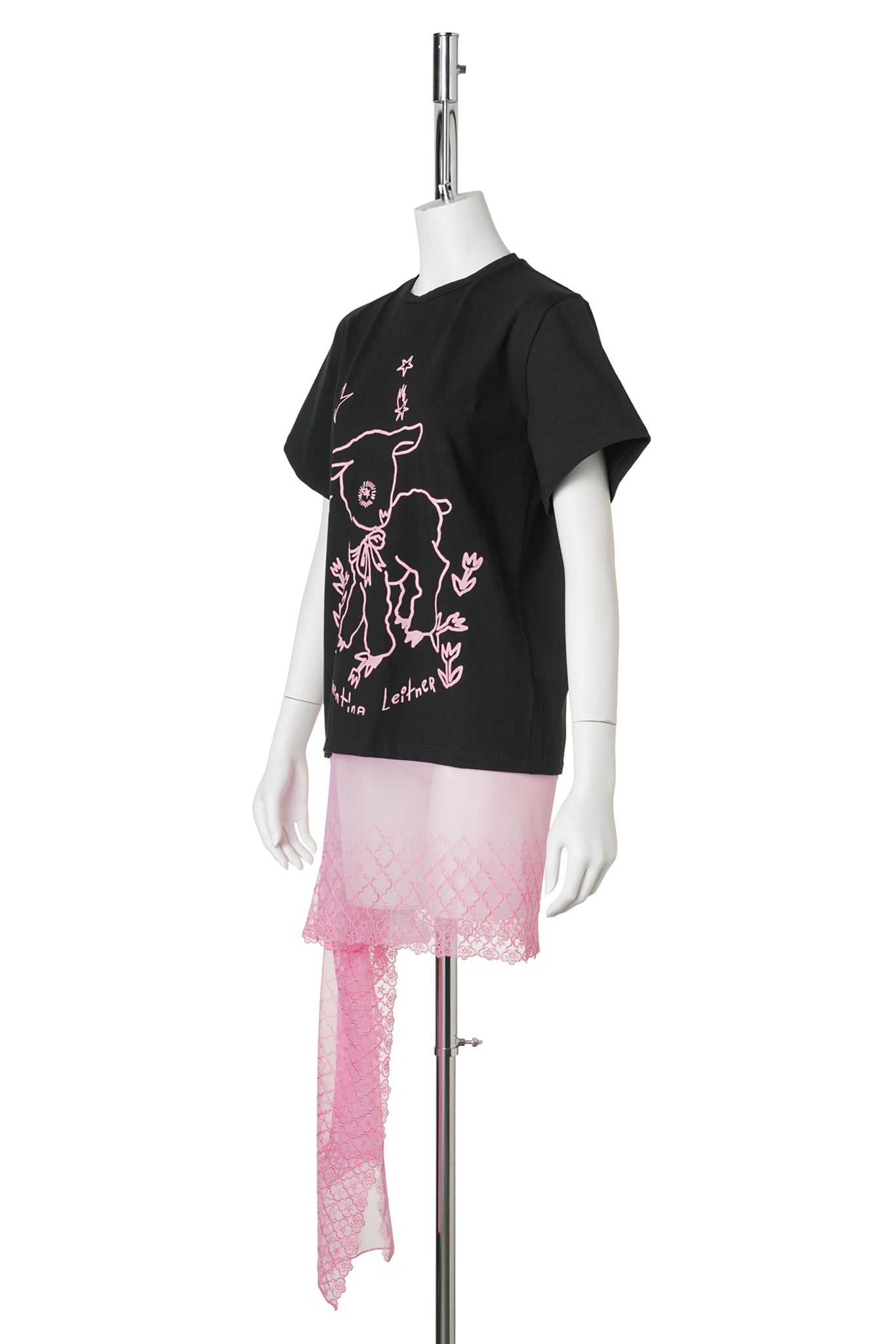 TERECE T-SHIRT / BLACK AND PINK