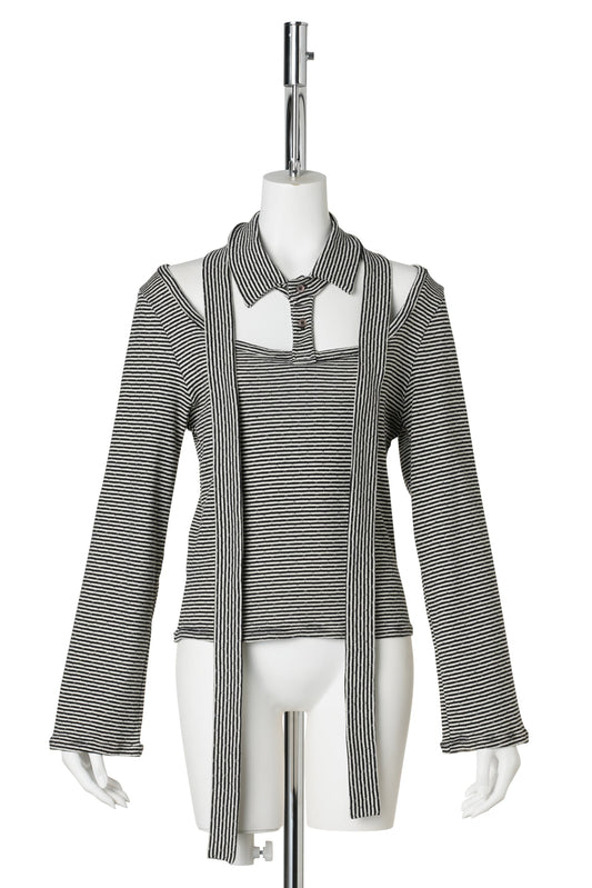 TRIXTINA COLLAR TOP FW26 / BLACK AND WHITE