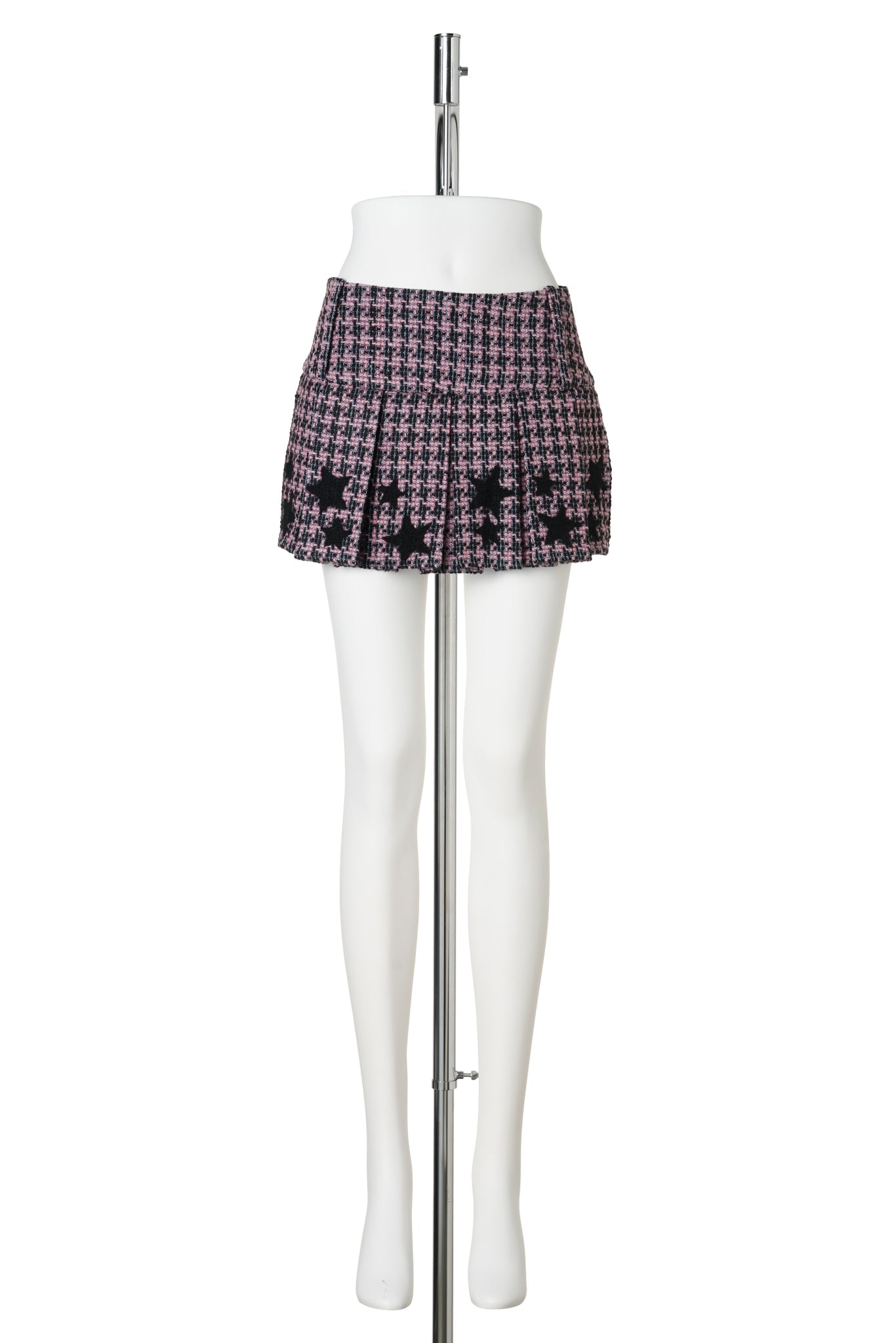 SAM PLEATED TWEED SKIRT / PINK AND BLACK