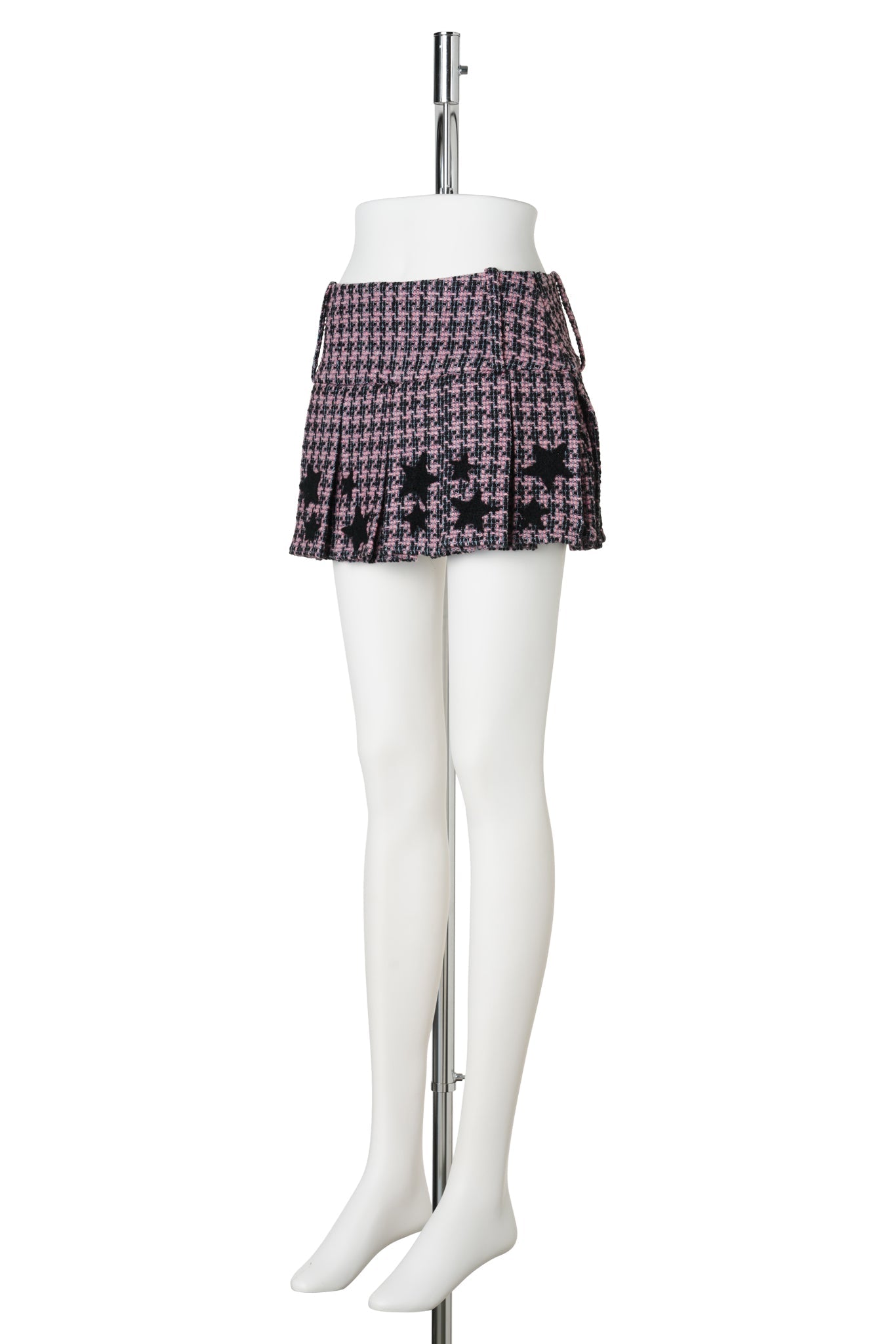 SAM PLEATED TWEED SKIRT / PINK AND BLACK