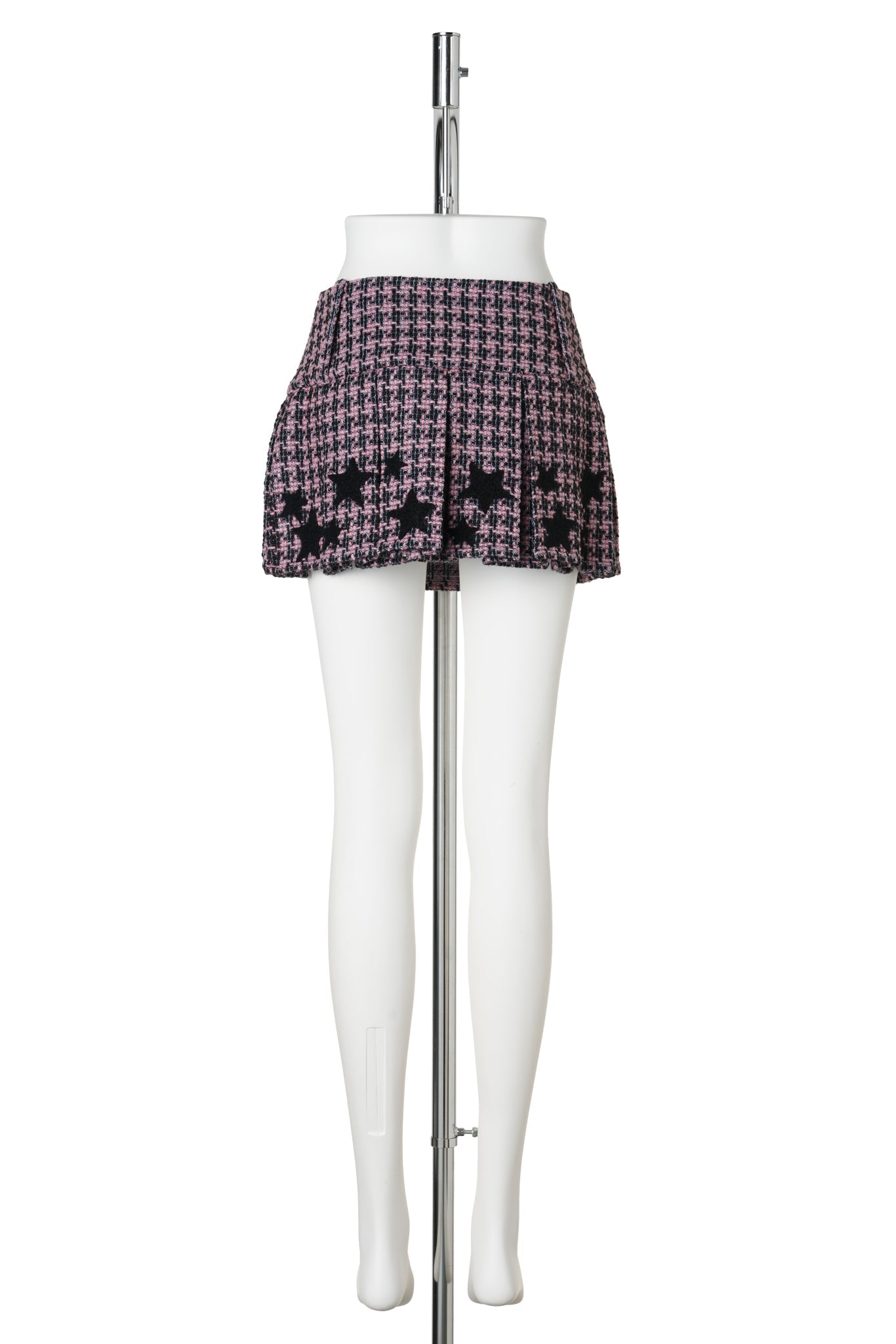 SAM PLEATED TWEED SKIRT / PINK AND BLACK