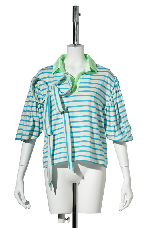 POLLY TOP / BLUE/WHITE