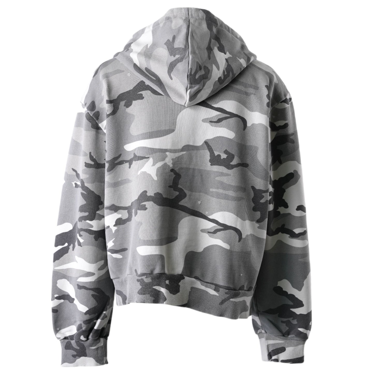 DISTRESSED CAMO SWEAT ZIP HOODIE / UC(GREY CAMO)