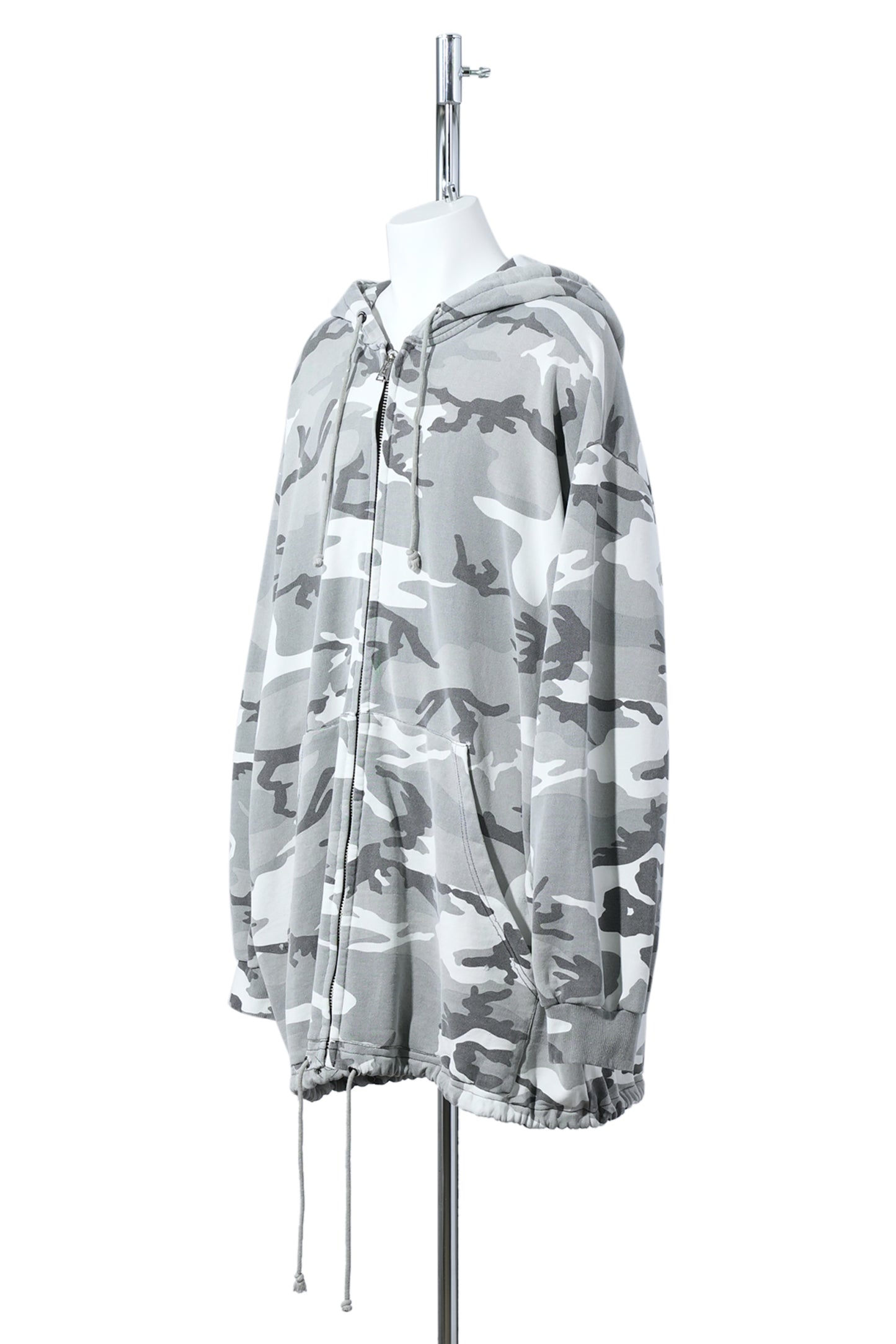 DISTRESSED WASH GIANT CAMO HOODIE / GREY CAMO
