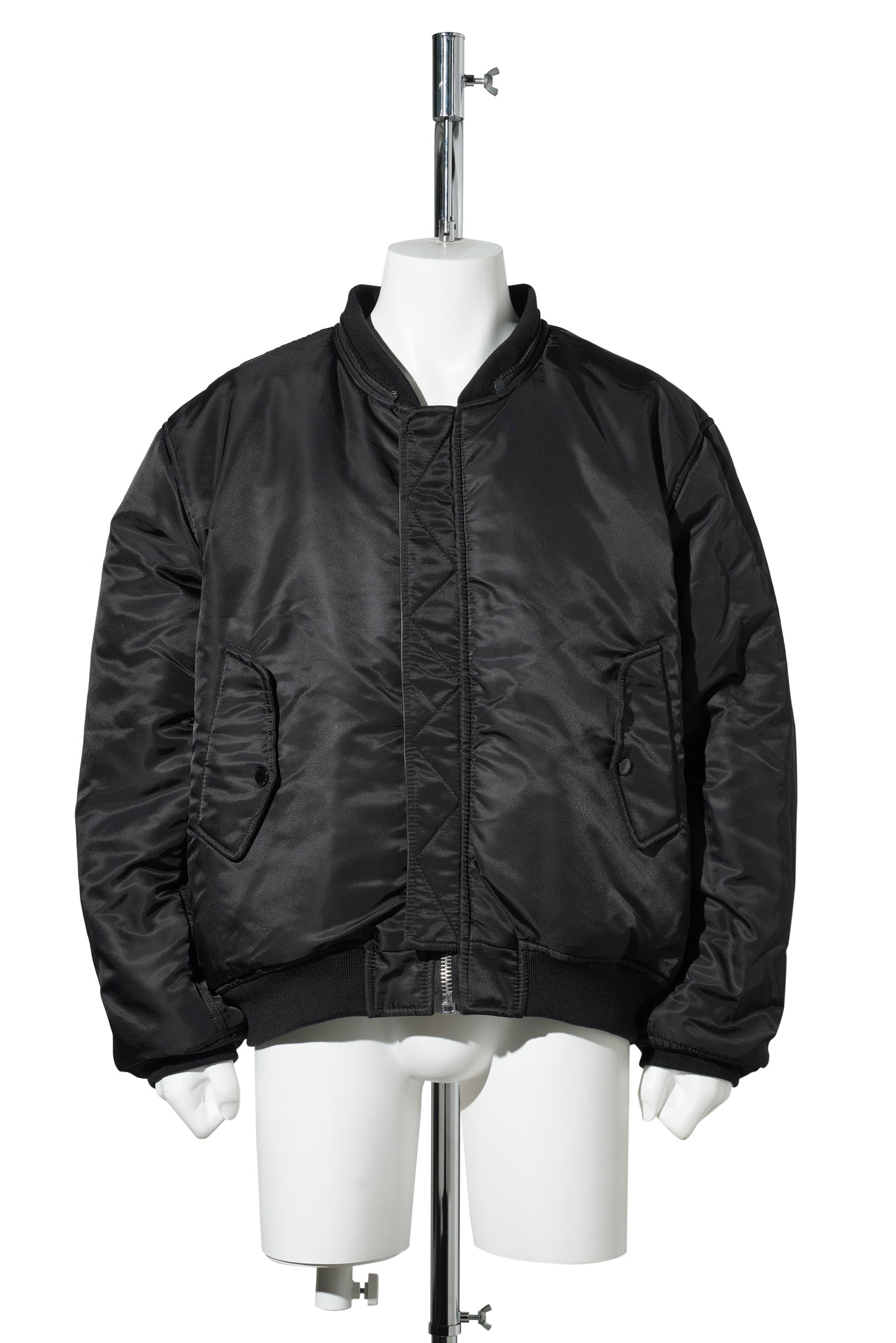 FUR HOODED SHEEP LEATHER BOMBER JACKET / BLACK