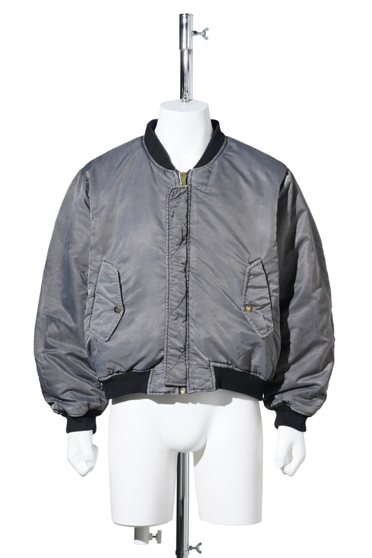 GAMENT DYE NYLON BOMBER JACKET / DARK GREY x PURPLE