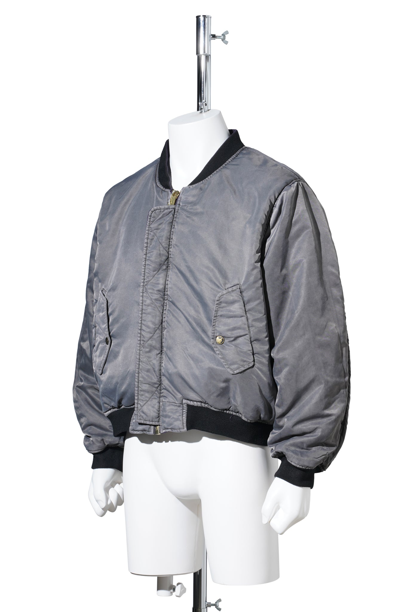 GAMENT DYE NYLON BOMBER JACKET / DARK GREY x PURPLE