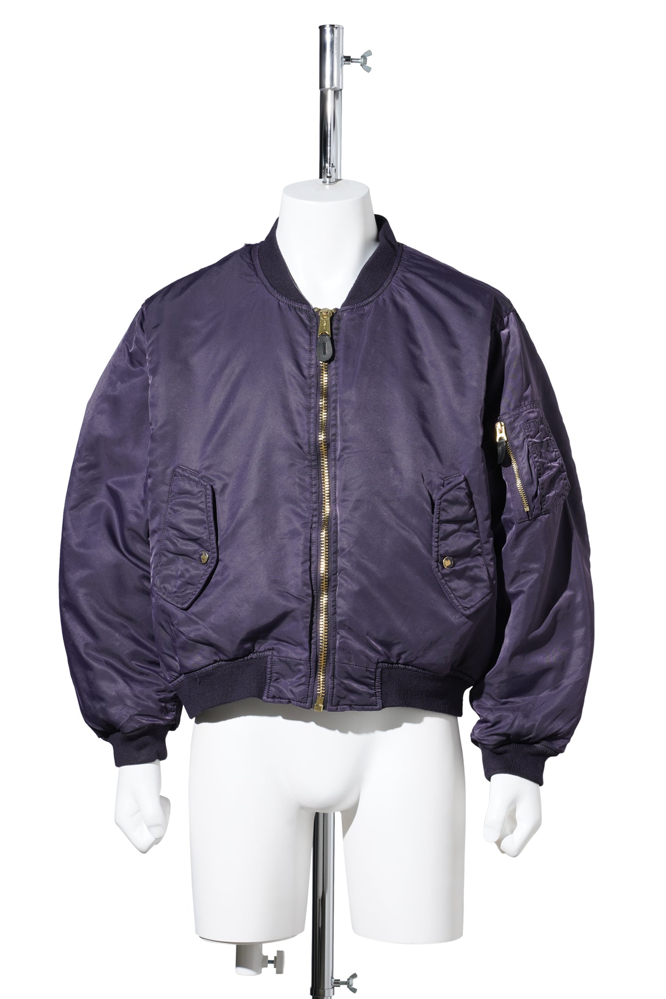 GAMENT DYE NYLON BOMBER JACKET / DARK GREY x PURPLE