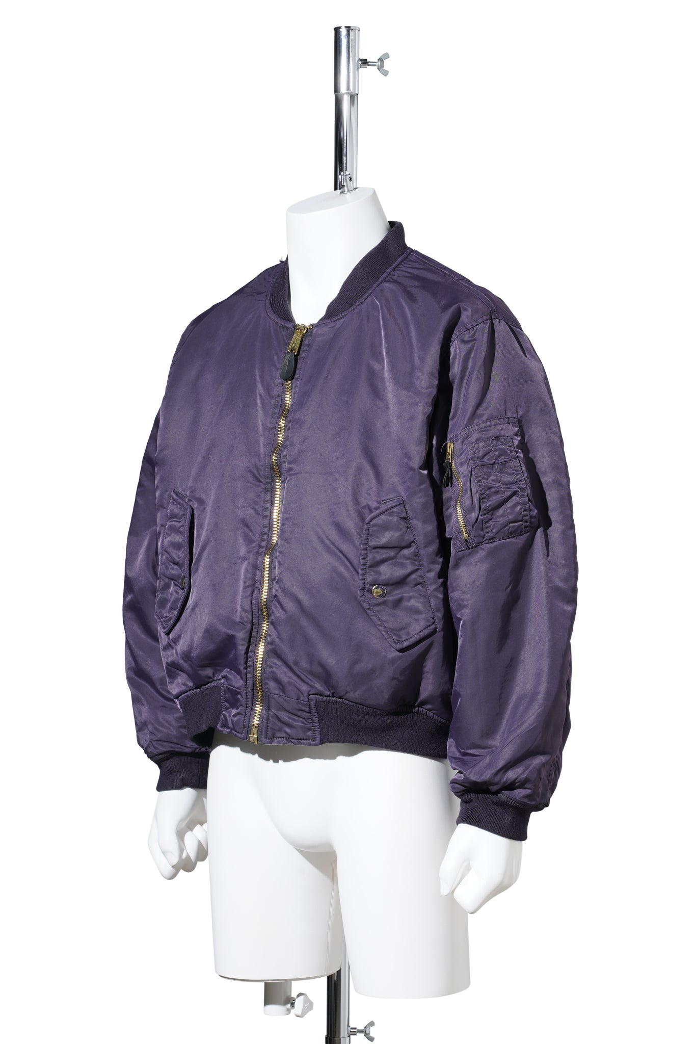 GAMENT DYE NYLON BOMBER JACKET / DARK GREY x PURPLE