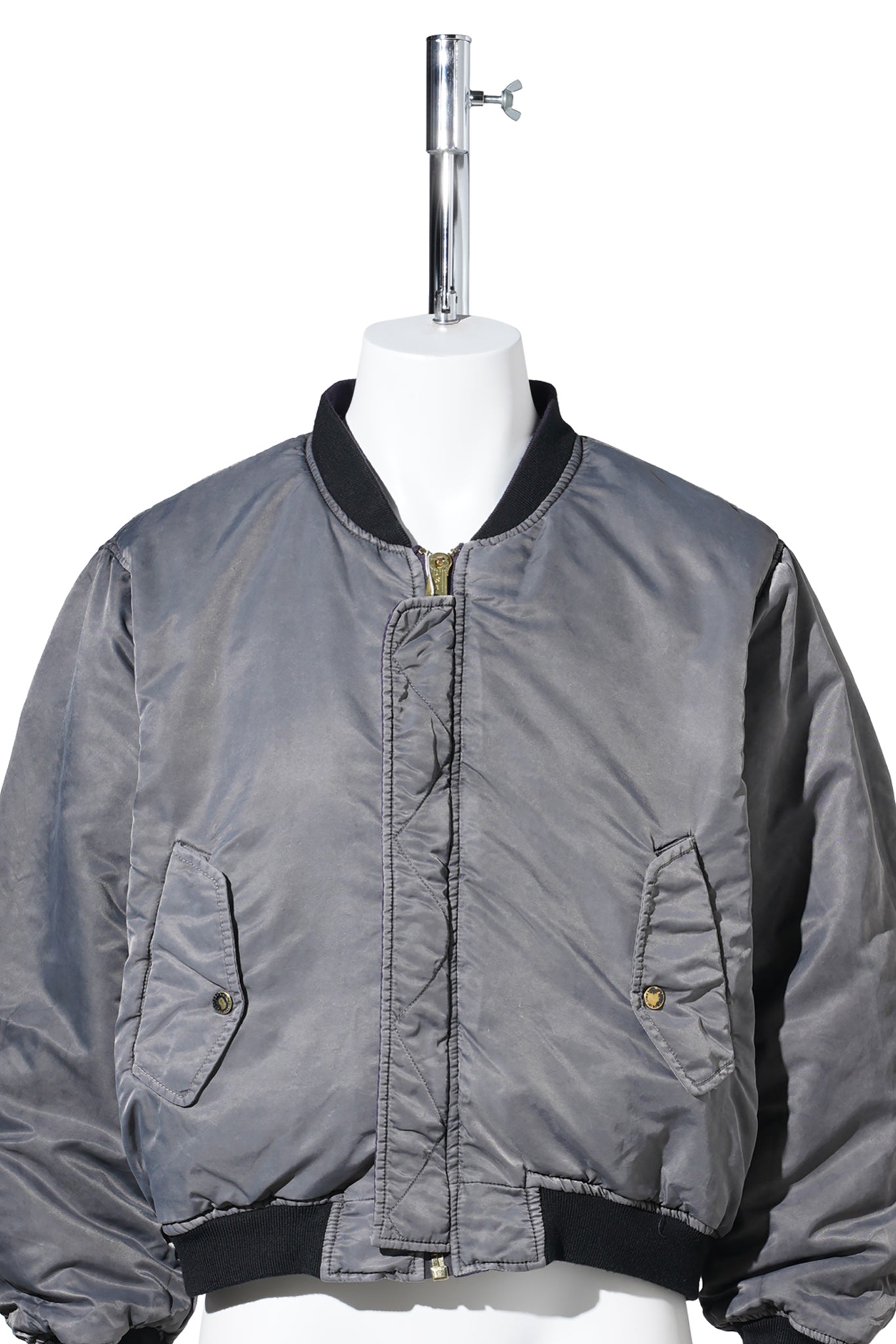 GAMENT DYE NYLON BOMBER JACKET / DARK GREY x PURPLE