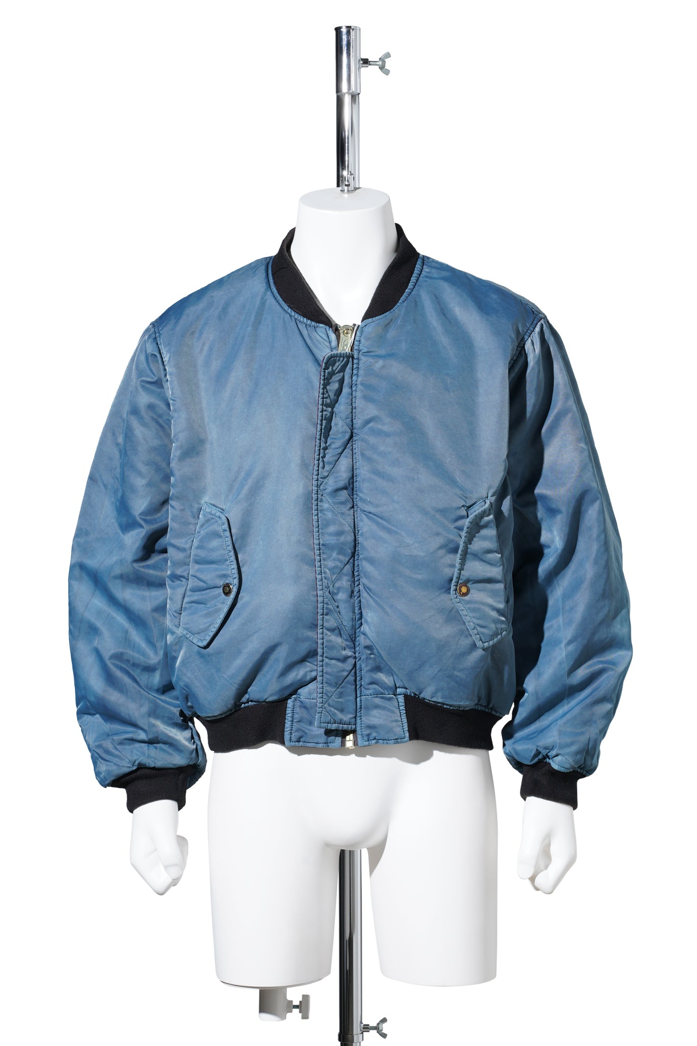 GAMENT DYE NYLON BOMBER JACKET / BLUE x BROWN