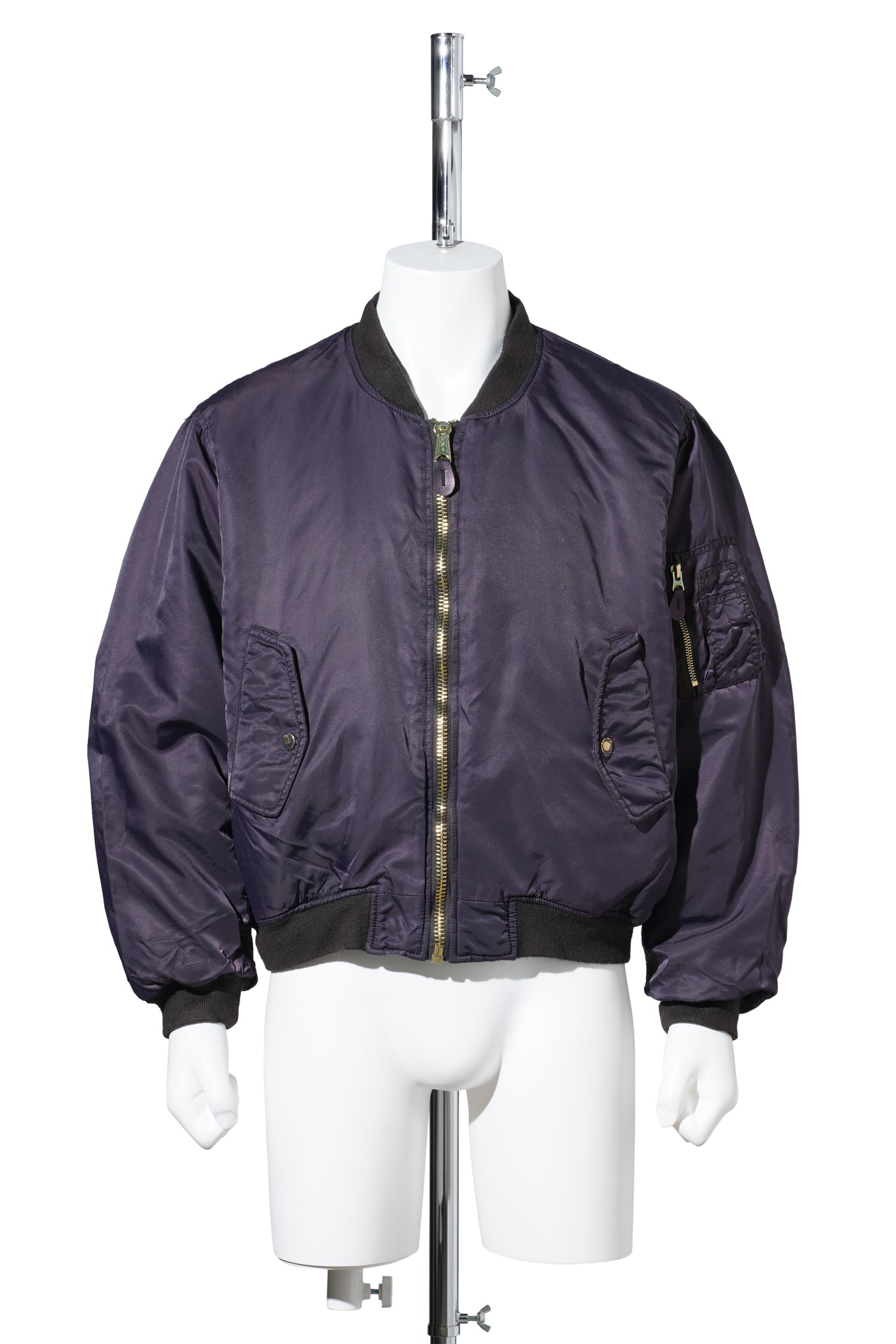 GAMENT DYE NYLON BOMBER JACKET / BLUE x BROWN