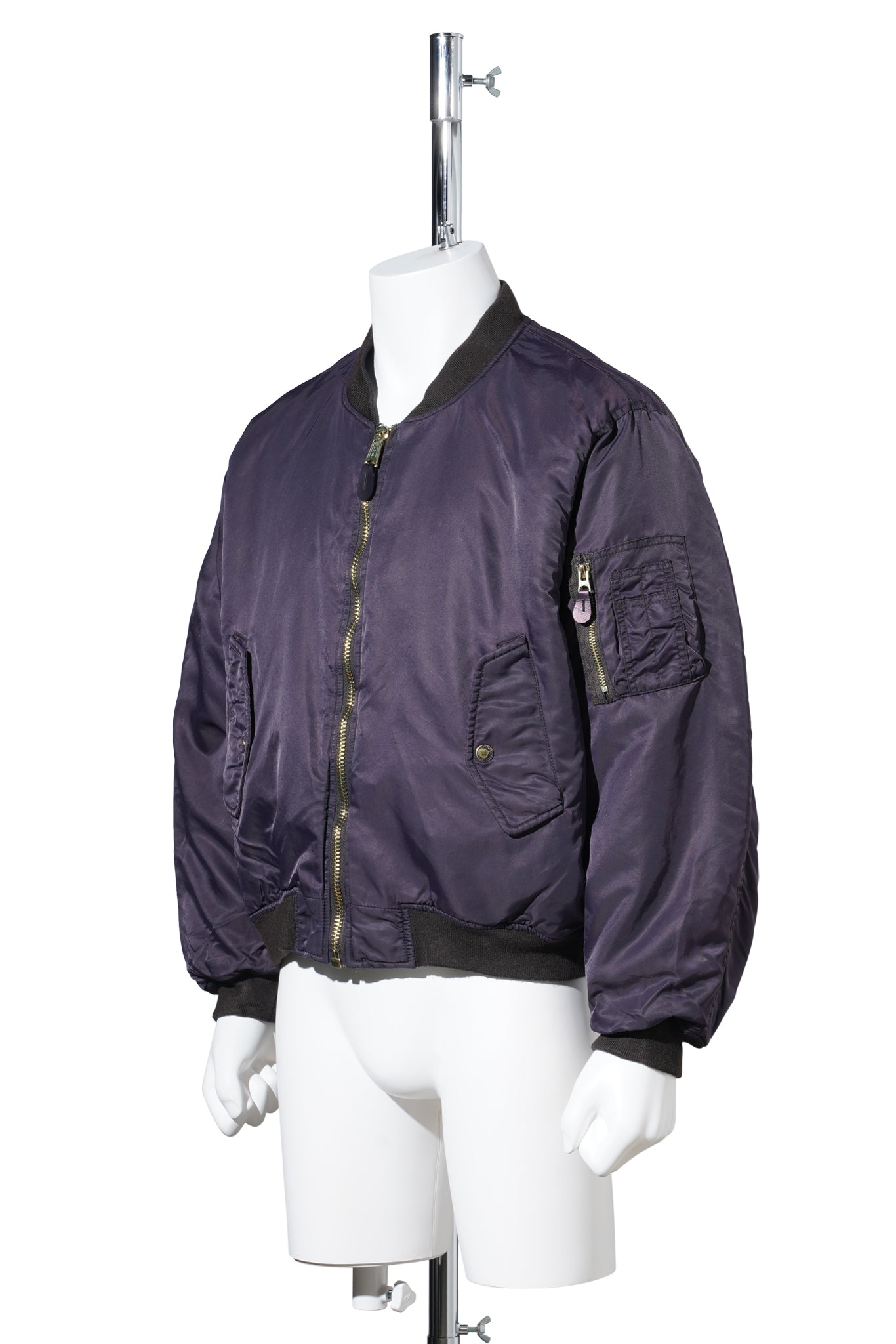 GAMENT DYE NYLON BOMBER JACKET / BLUE x BROWN