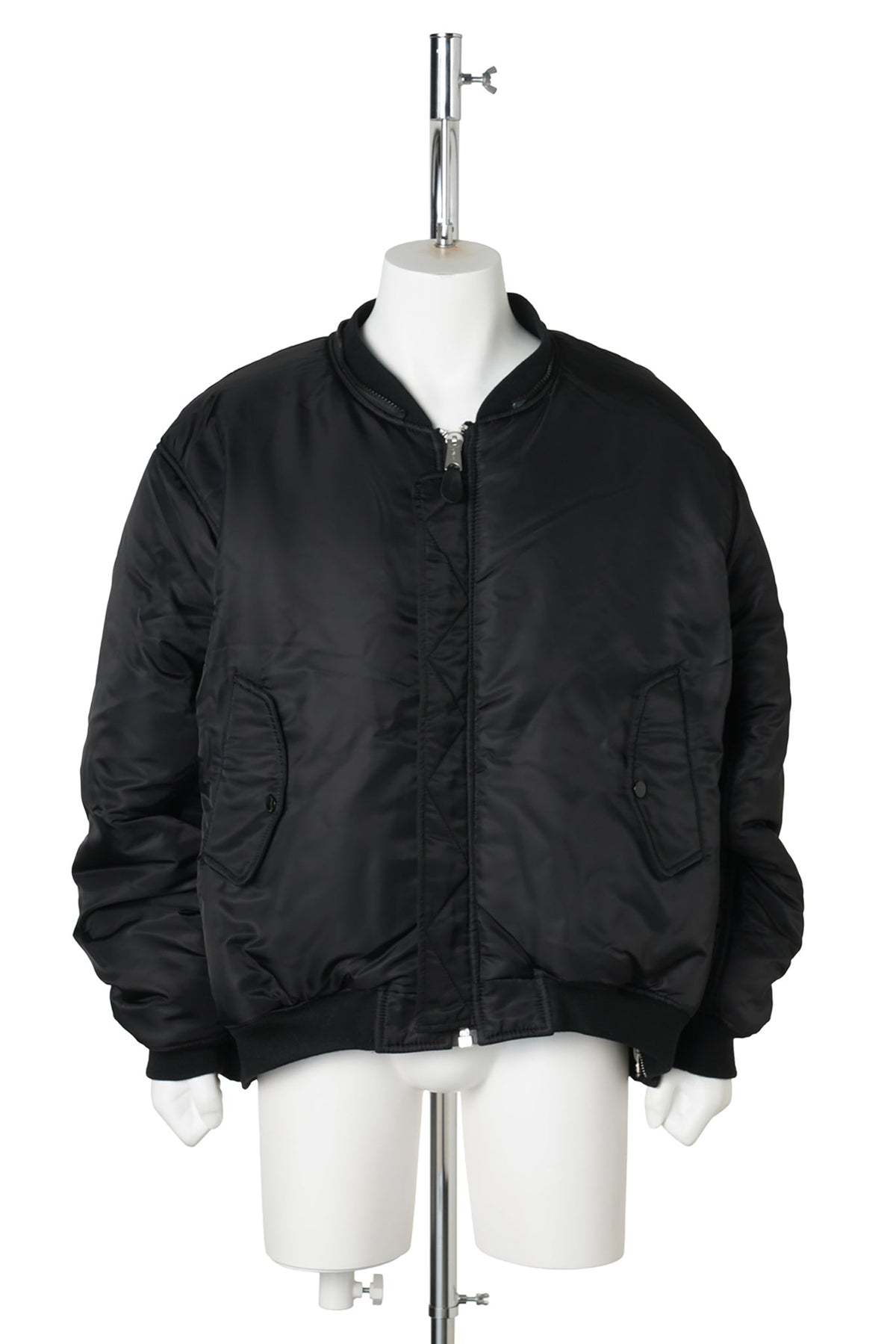 FUR HOODED SHEEP LEATHER BOMBER JACKET / BLACK