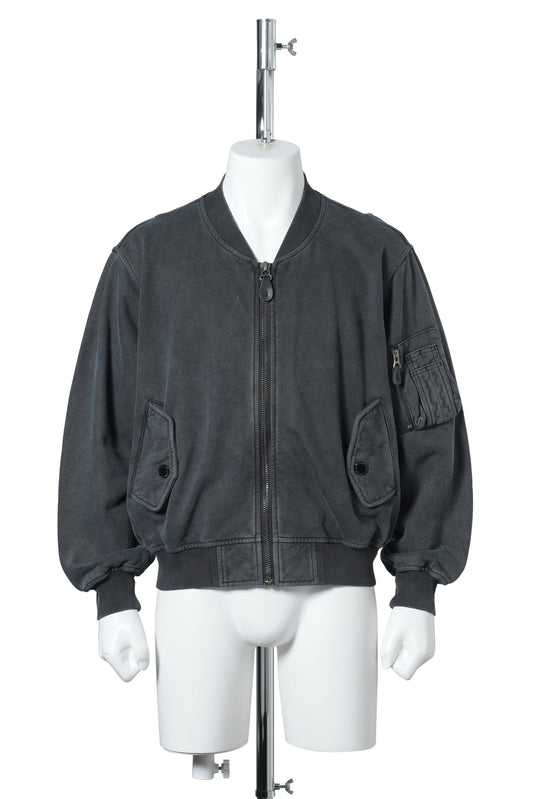 SUN FADED SWEAT BOMBER JACKET / BLACK