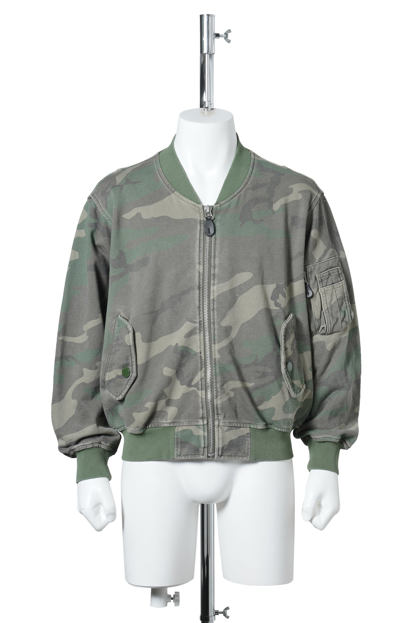 SUN FADED SWEAT BOMBER JACKET / CAMO