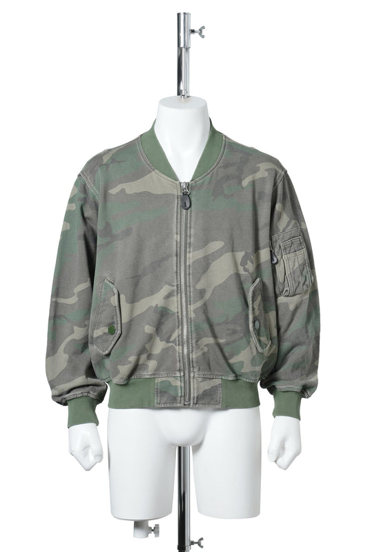 SUN FADED SWEAT BOMBER JACKET / CAMO