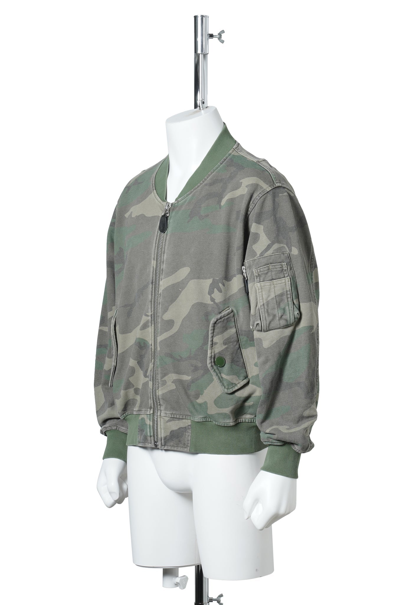 SUN FADED SWEAT BOMBER JACKET / CAMO