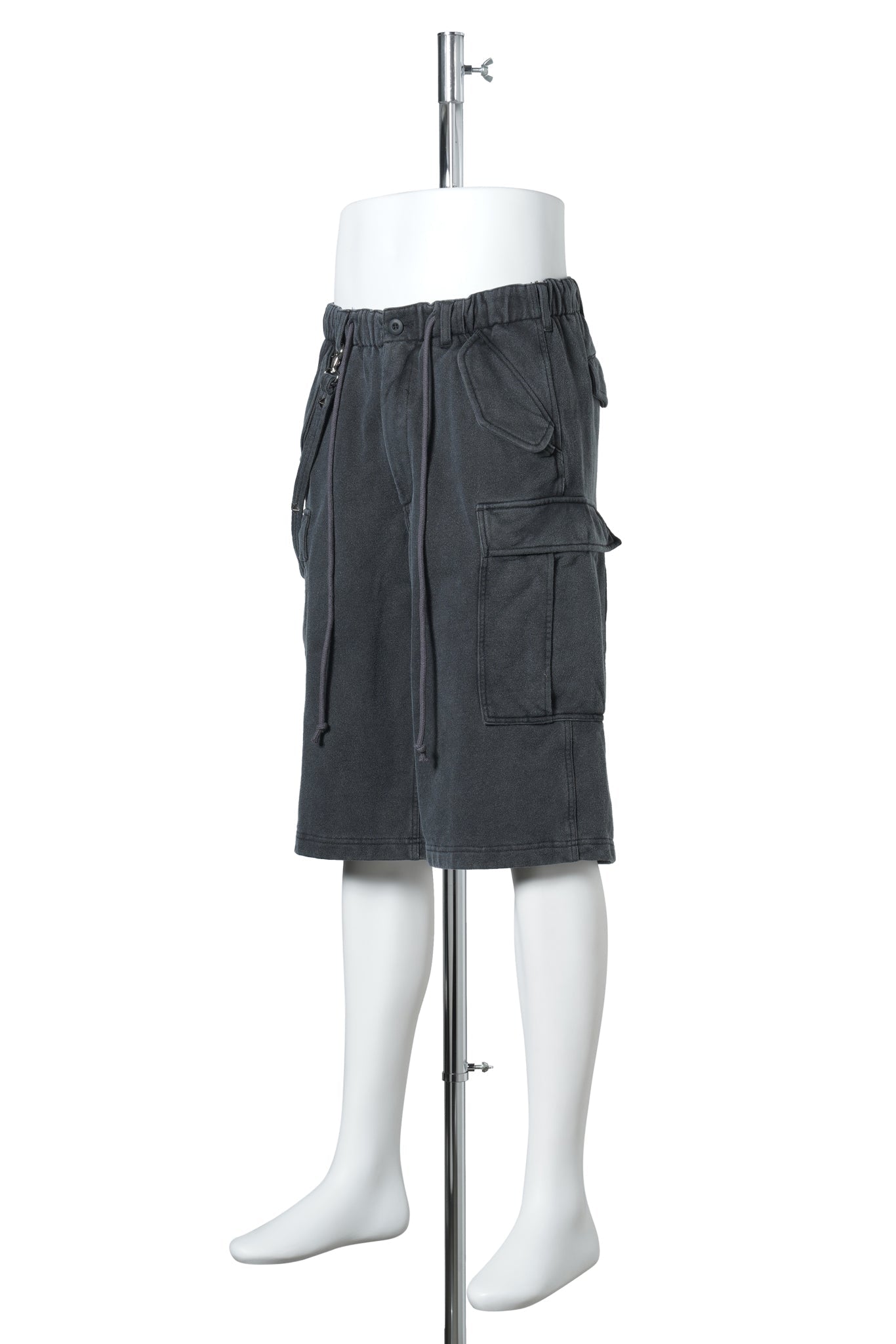 SUN FADED SWEAT CARGO SHORT PANTS / BLACK