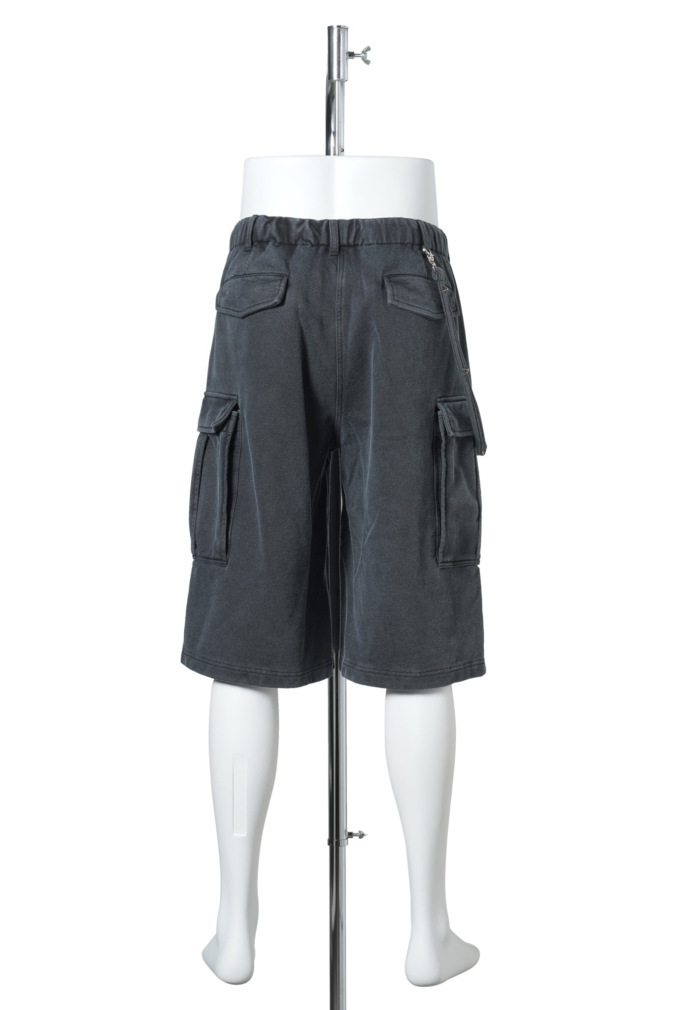 SUN FADED SWEAT CARGO SHORT PANTS / BLACK