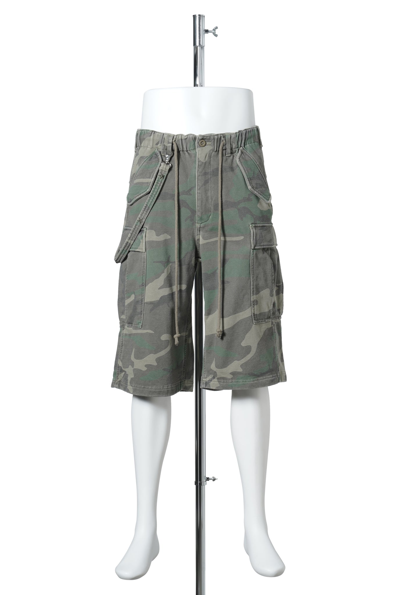 SUN FADED SWEAT CARGO SHORT PANTS / CAMO