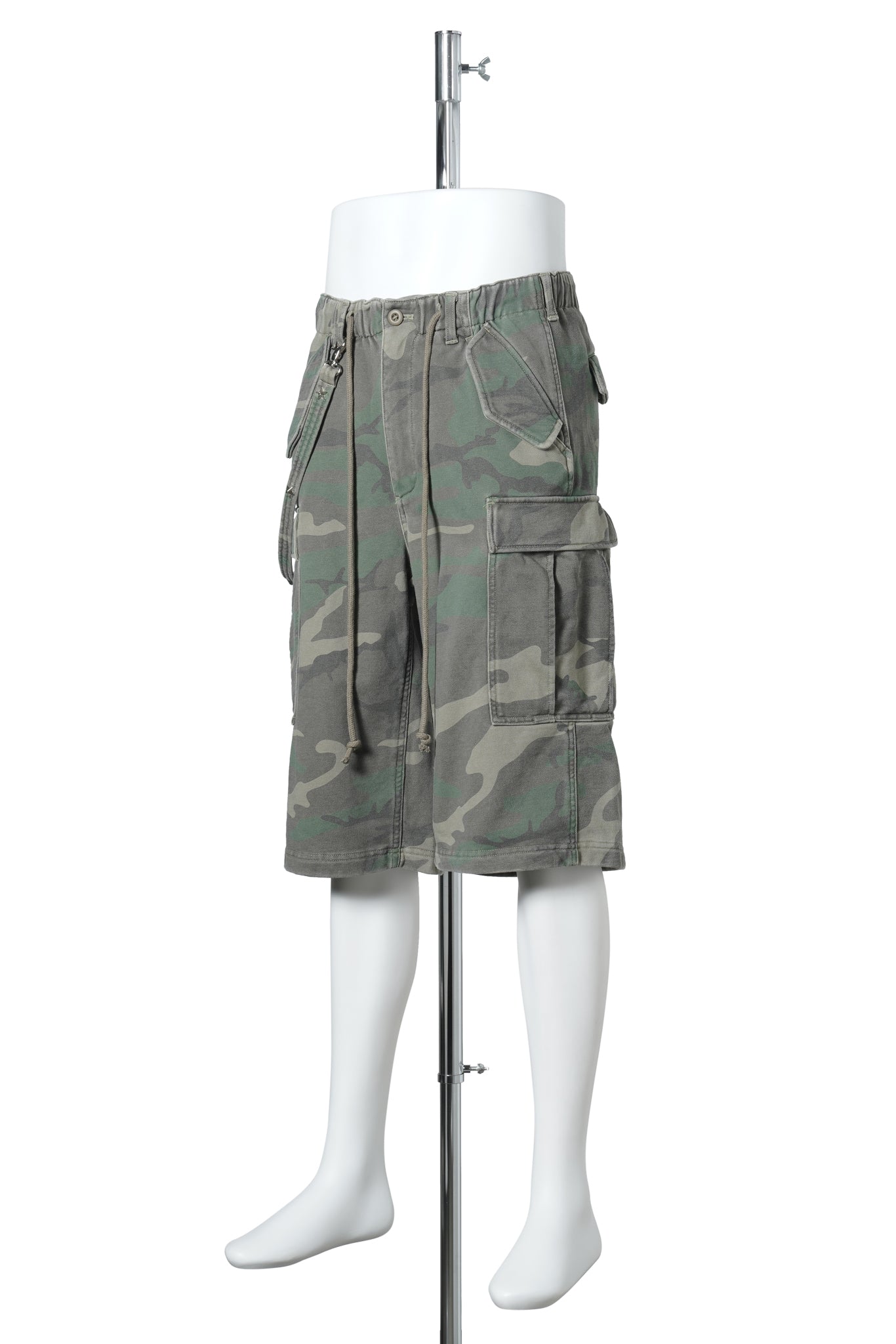 SUN FADED SWEAT CARGO SHORT PANTS / CAMO
