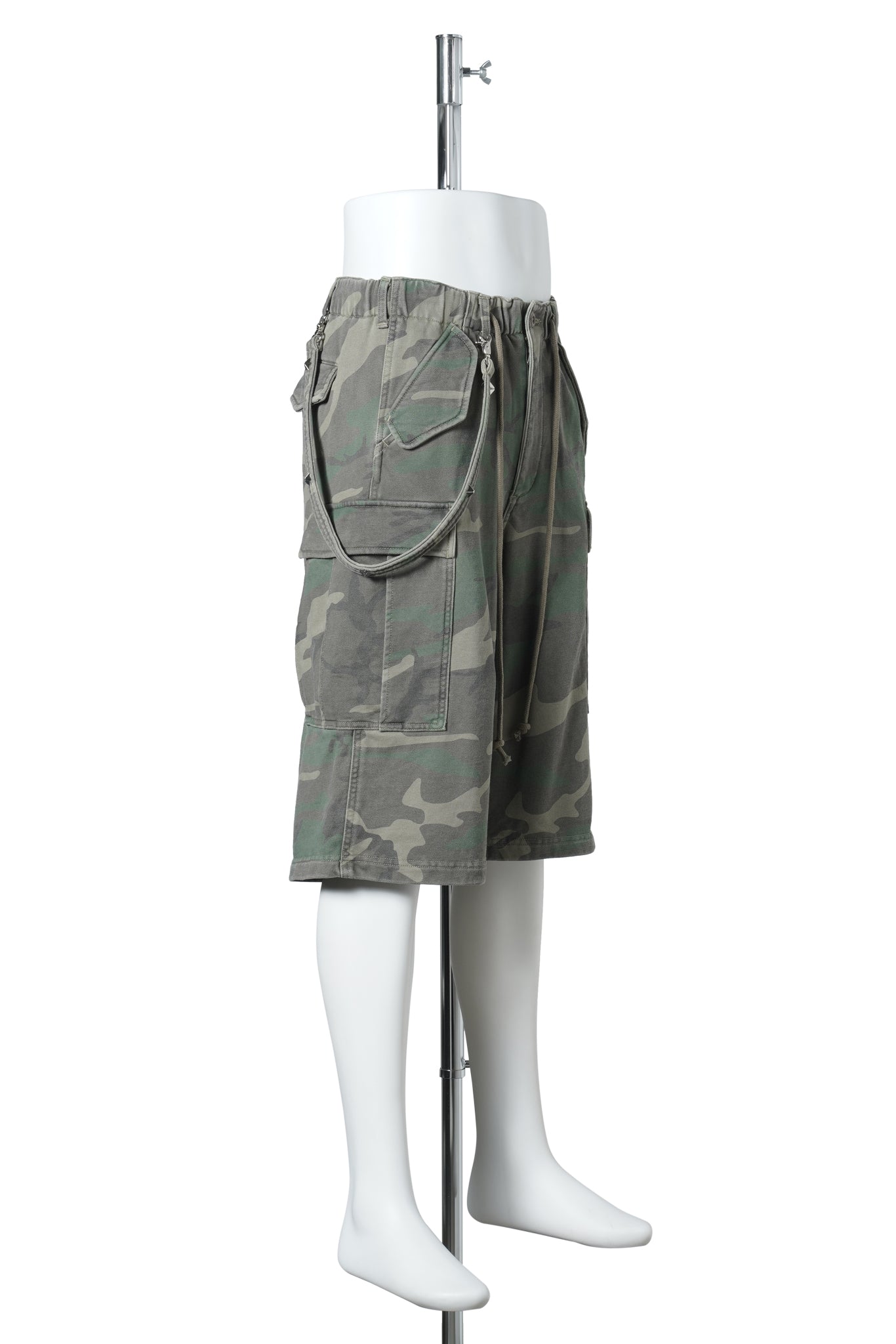 SUN FADED SWEAT CARGO SHORT PANTS / CAMO