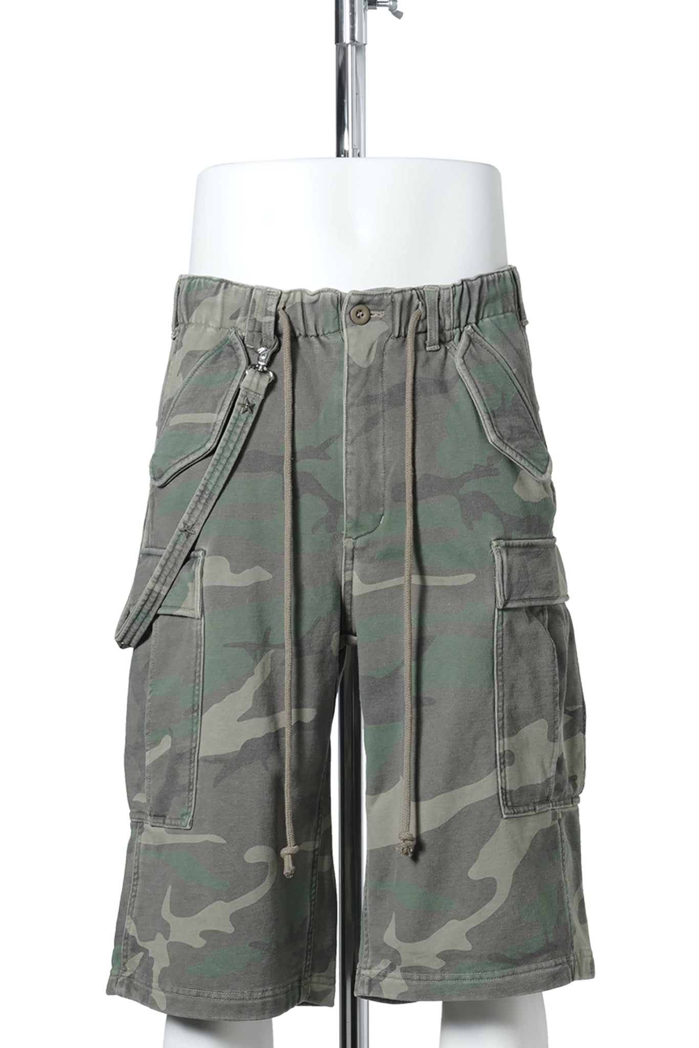 SUN FADED SWEAT CARGO SHORT PANTS / CAMO
