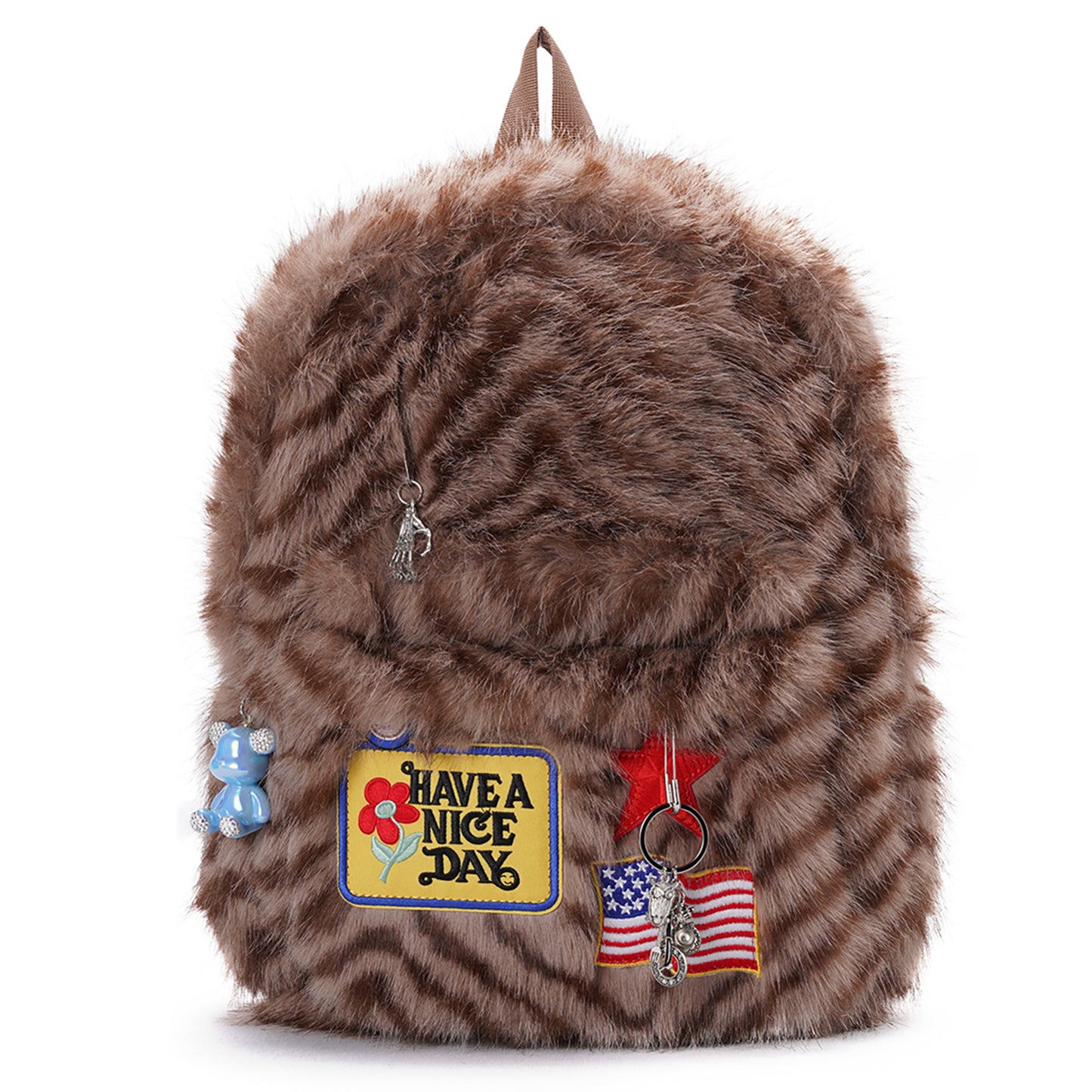 SKIP CLASS MINI BAG / BROWN/BLACK/WHITE FUR